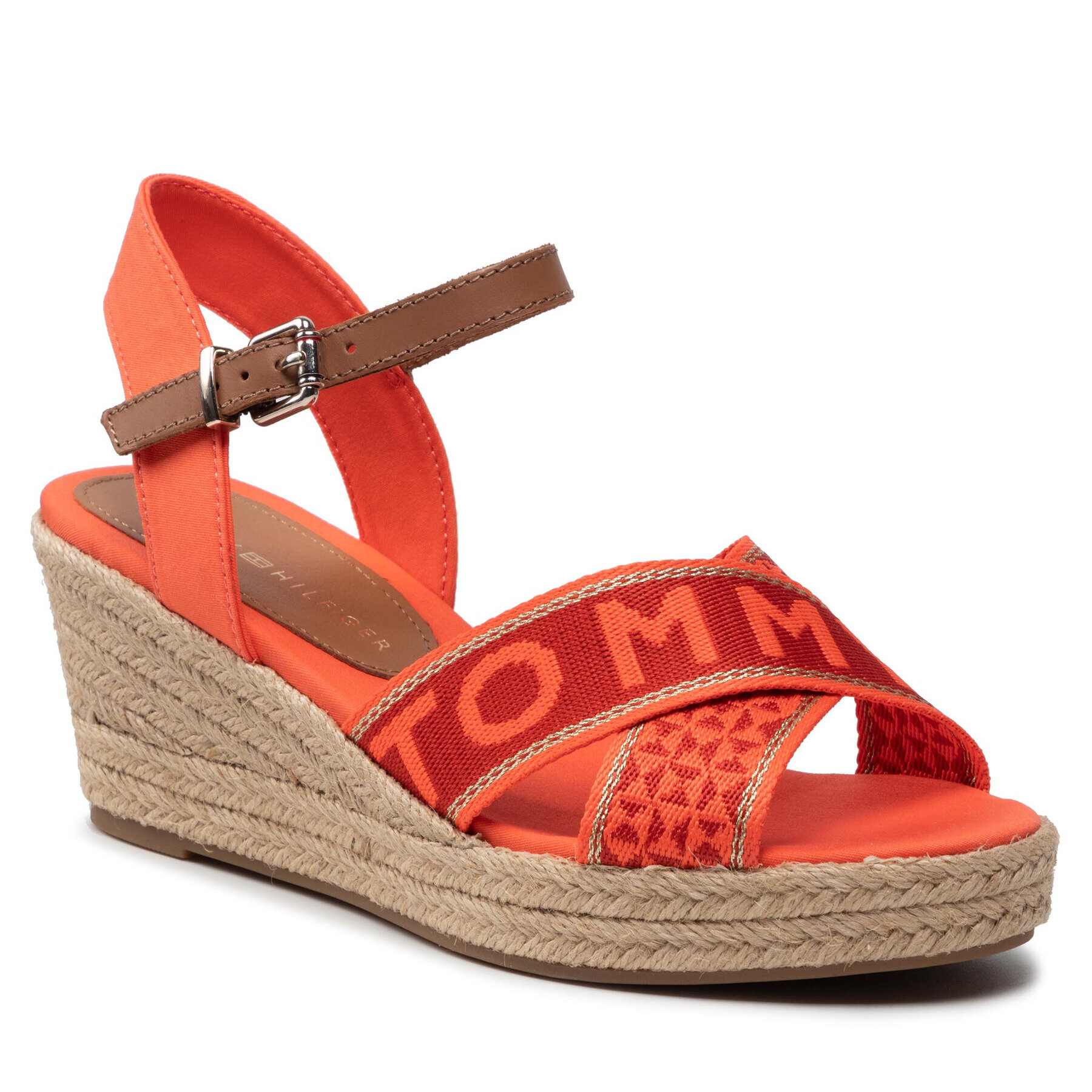 Tommy Hilfiger Espadrilles Tommy Webbing Low Wedge Sandal FW0FW06297 Narancssárga - Pepit.hu