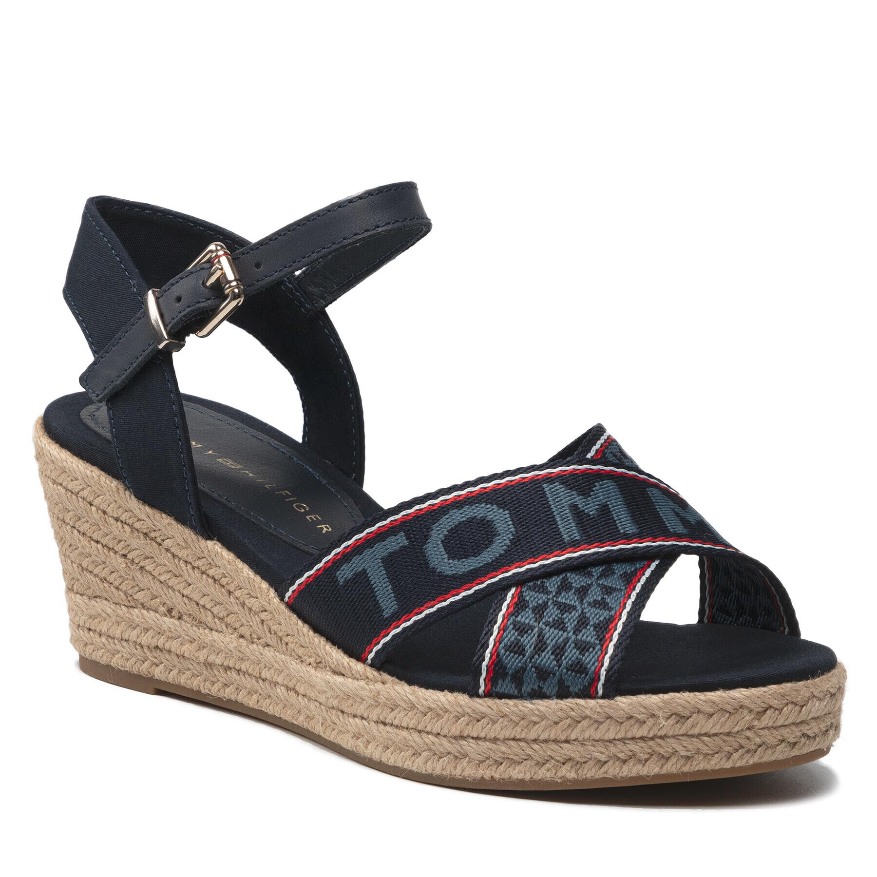 Tommy Hilfiger Espadrilles Tommy Webbing Low Wedge Sandal FW0FW06297 Sötétkék - Pepit.hu