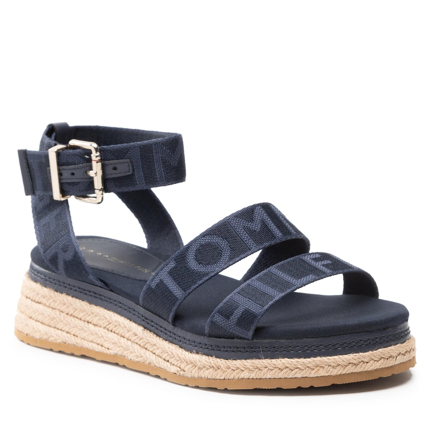 Tommy Hilfiger Espadrilles Tommy Webbing Low Wedge Sandal FW0FW06442 Sötétkék - Pepit.hu