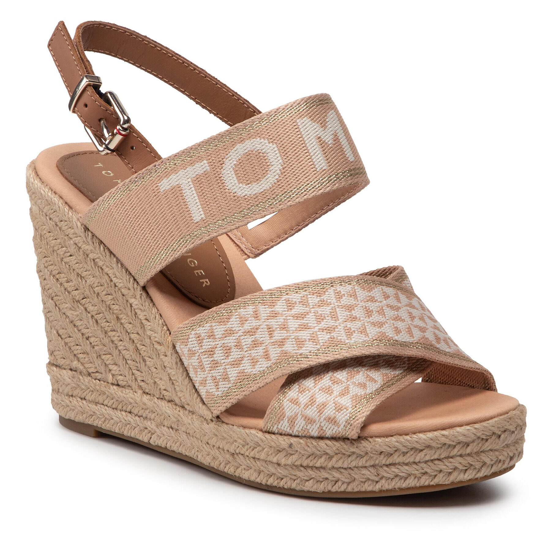 Tommy Hilfiger Espadrilles Webbing High Wedge Sandal FW0FW06355 Bézs - Pepit.hu