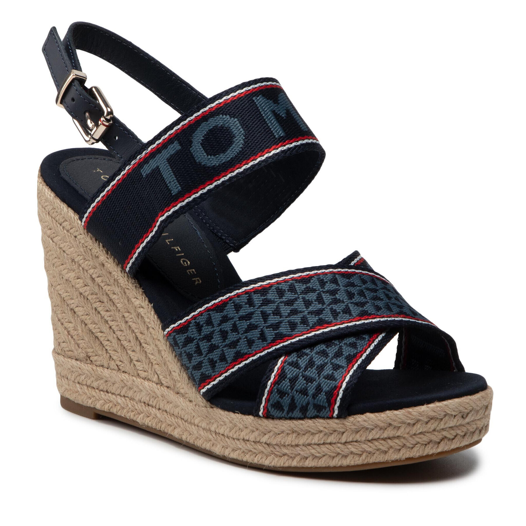 Tommy Hilfiger Espadrilles Webbing High Wedge Sandal FW0FW06355 Sötétkék - Pepit.hu