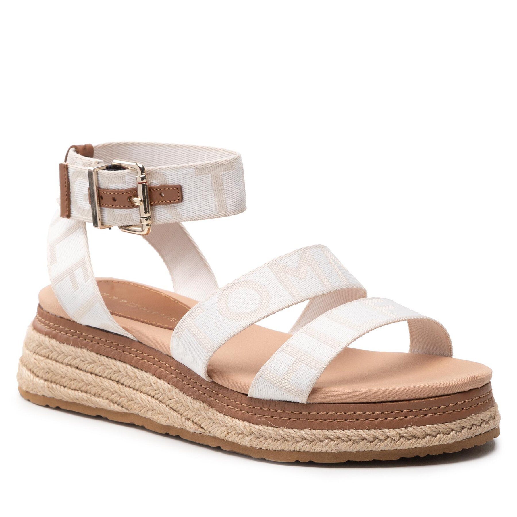 Tommy Hilfiger Espadrilles Webbing Low Wedge Sandal FW0FW06442 Fehér - Pepit.hu