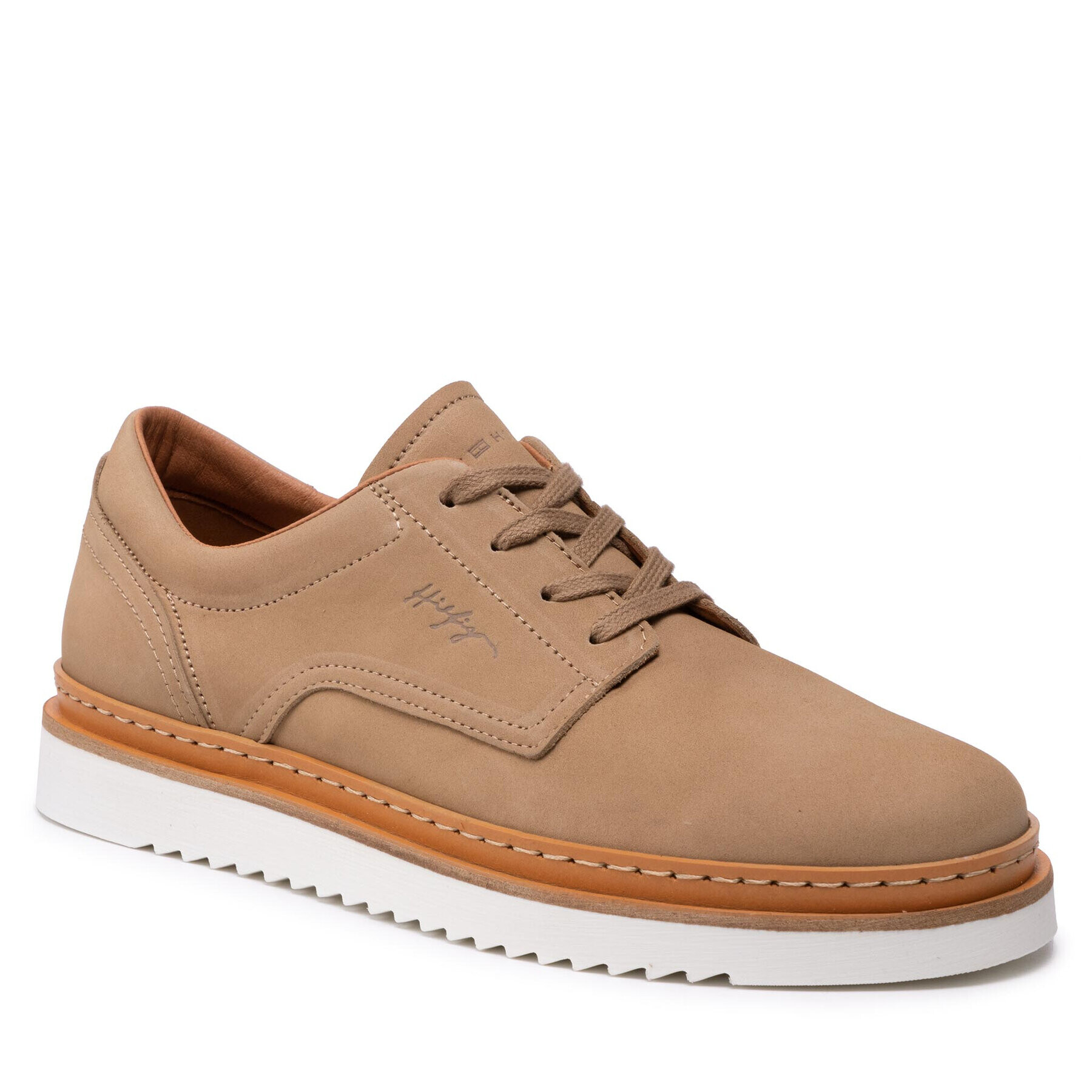 Tommy Hilfiger Félcipő Cleated Unlined Casual Nbk Shoe FM0FM04043 Barna - Pepit.hu