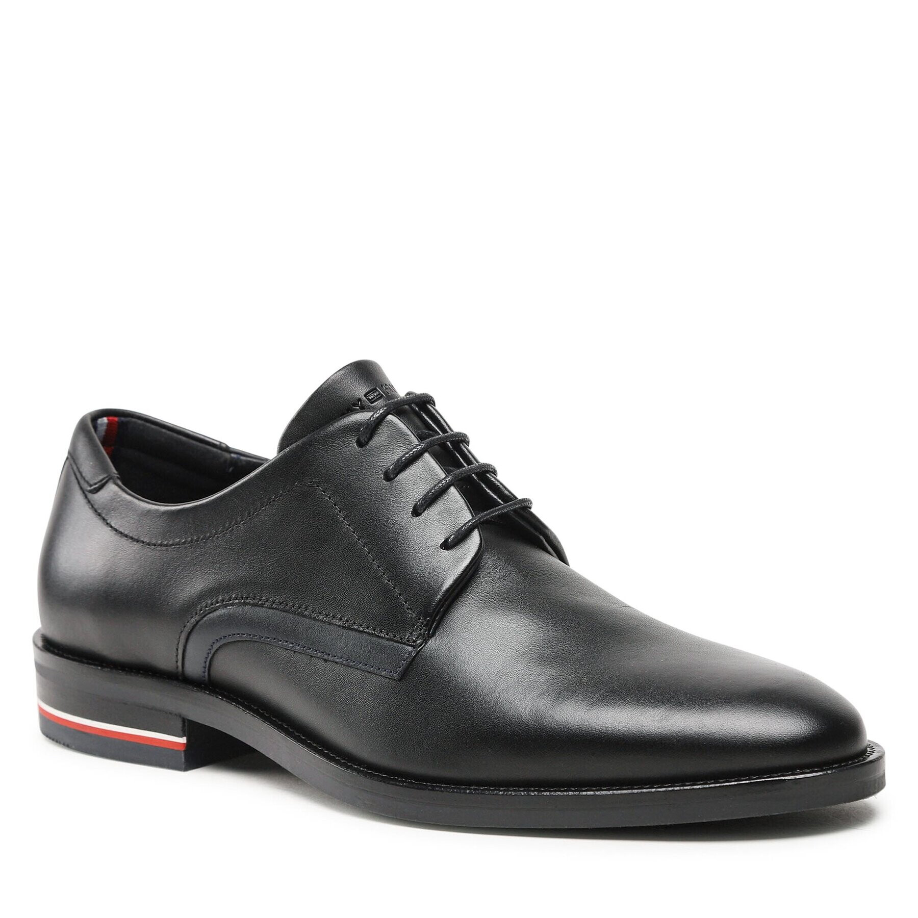 Tommy Hilfiger Félcipő Corporate Hilfiger Leather Shoe FM0FM04433 Fekete - Pepit.hu