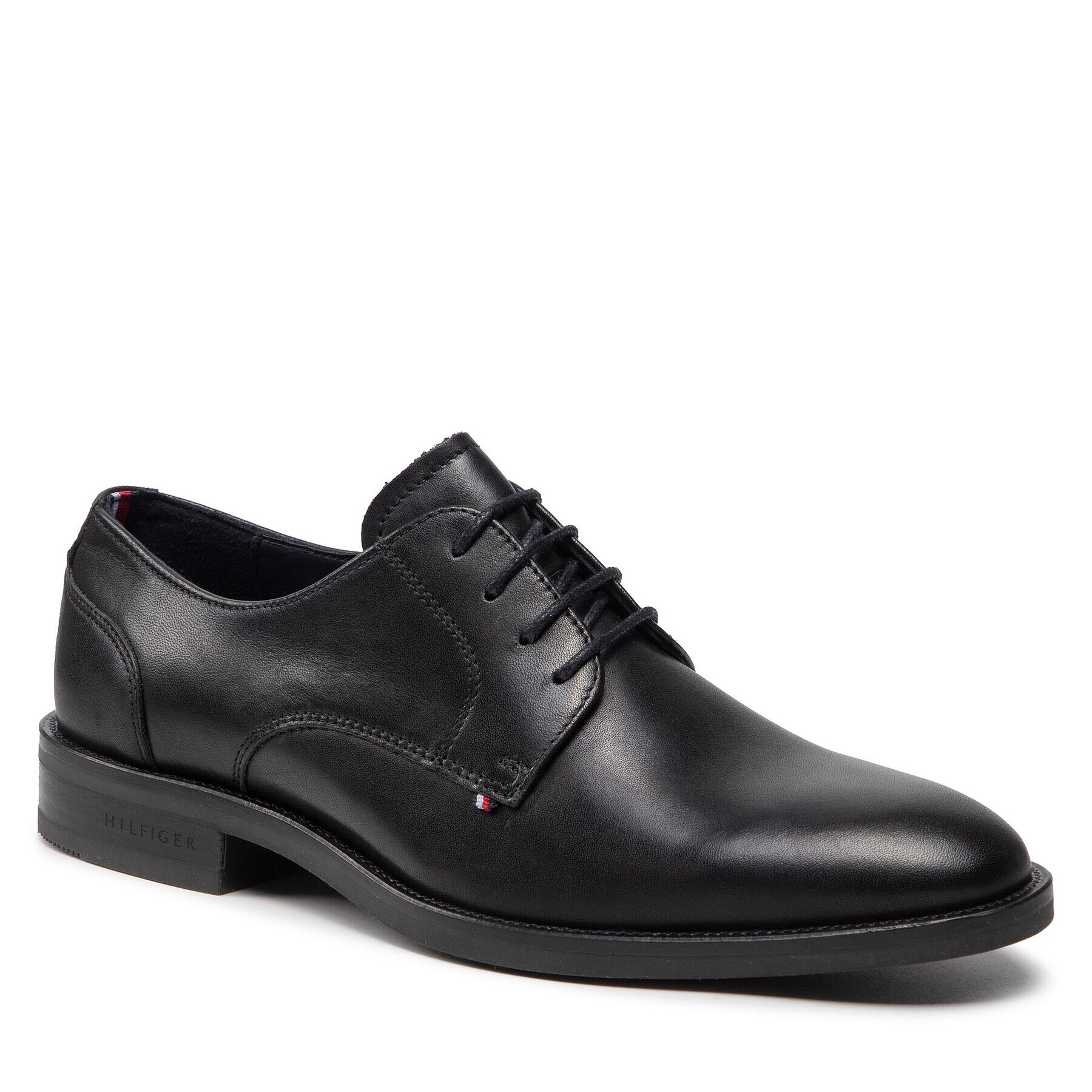 Tommy Hilfiger Félcipő Embossed Hilfiger Leather Shoe FM0FM03952 Fekete - Pepit.hu