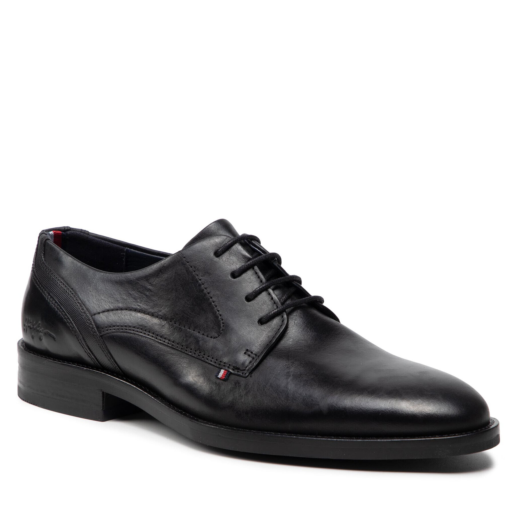 Tommy Hilfiger Félcipő Signature Hilfiger Leather Shoe FM0FM03929 Fekete - Pepit.hu