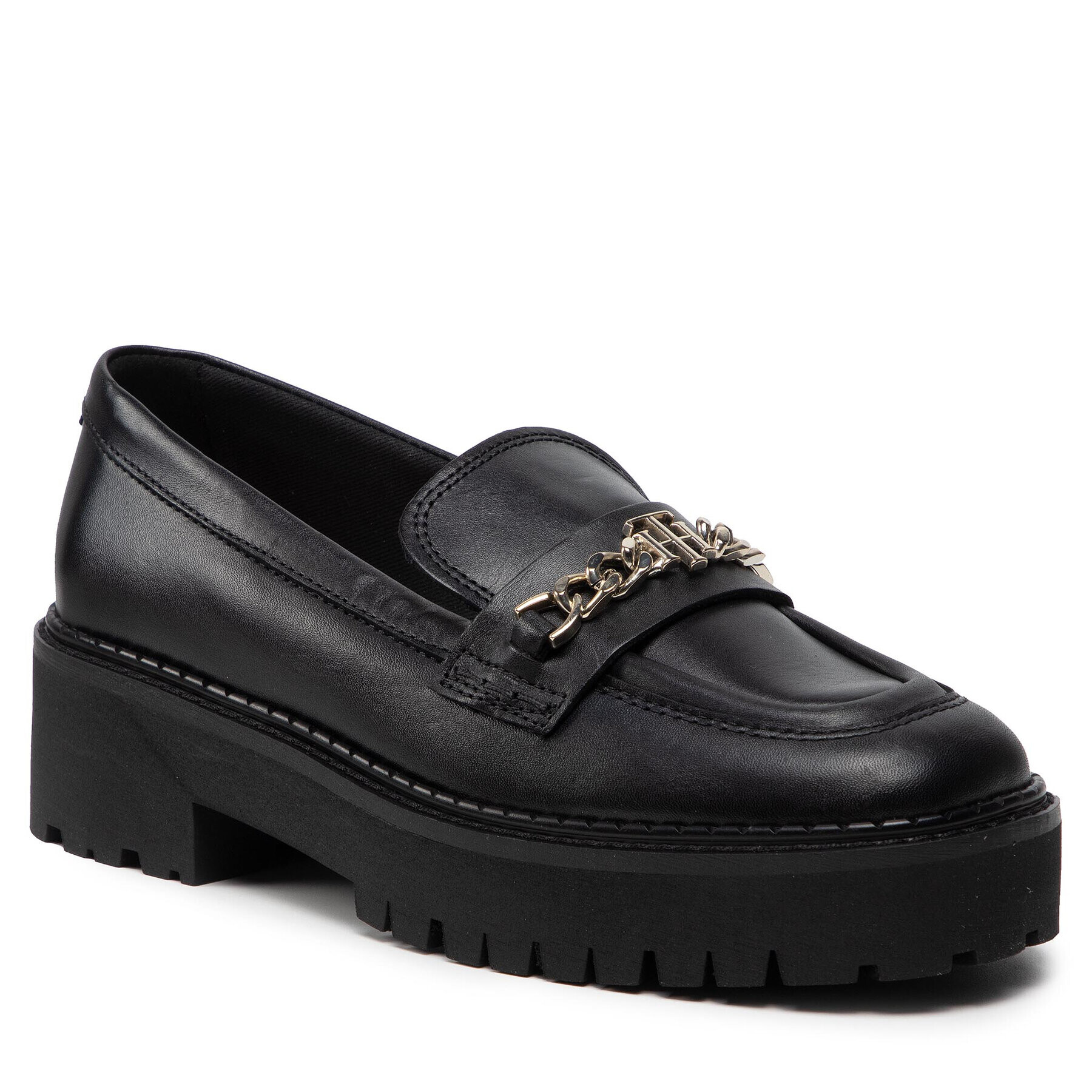 Tommy Hilfiger Félcipő Th Chain Chunky Loafer FW0FW06166 Fekete - Pepit.hu