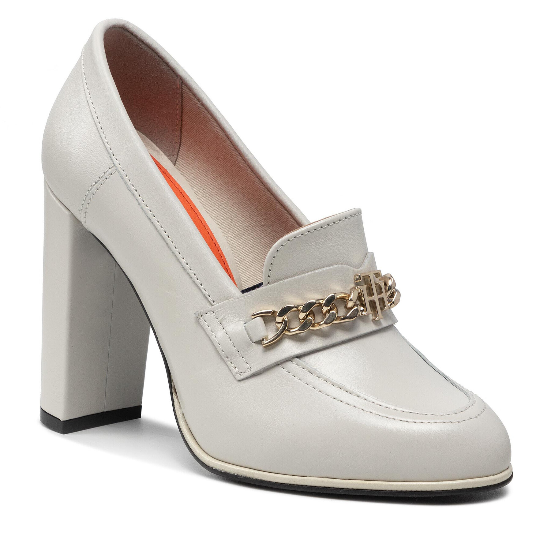 Tommy Hilfiger Félcipő Th Chain High Heel Loafer Pump FW0FW06545 Szürke - Pepit.hu