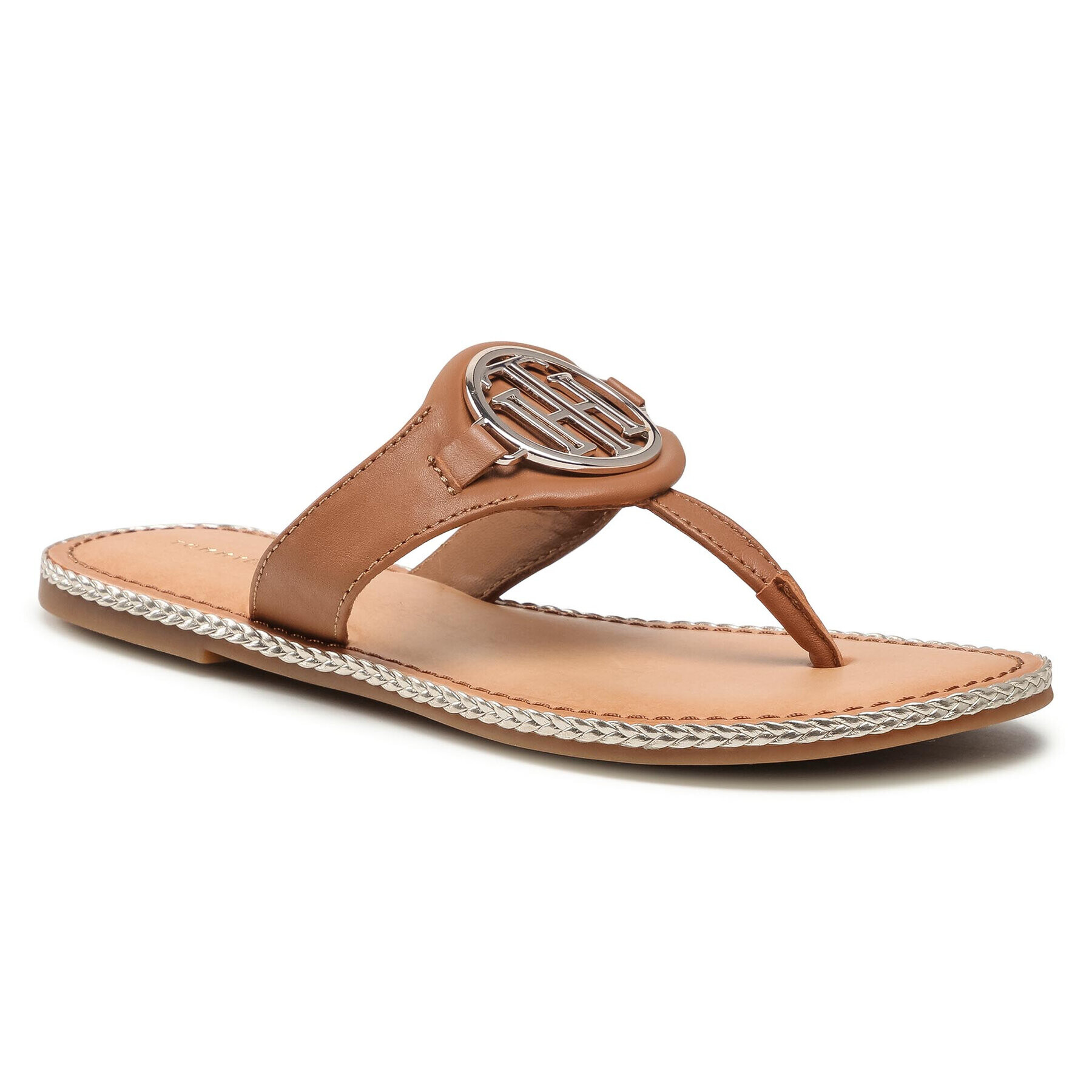 Tommy Hilfiger Flip-flops Essential Leather Flat Sandal FW0FW05620 Barna - Pepit.hu