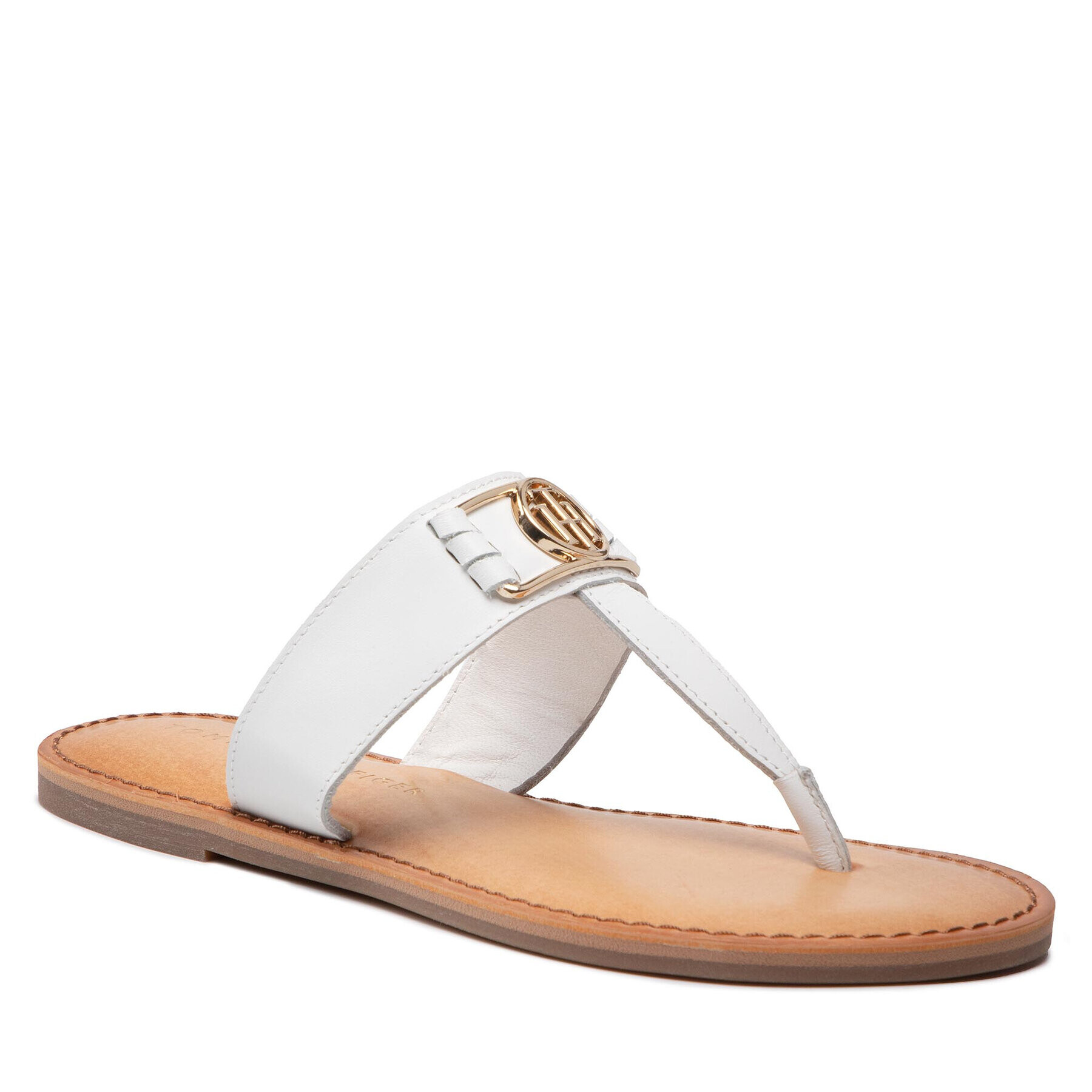 Tommy Hilfiger Flip-flops Hardware Flat Leather Mule FW0FW06235 Fehér - Pepit.hu