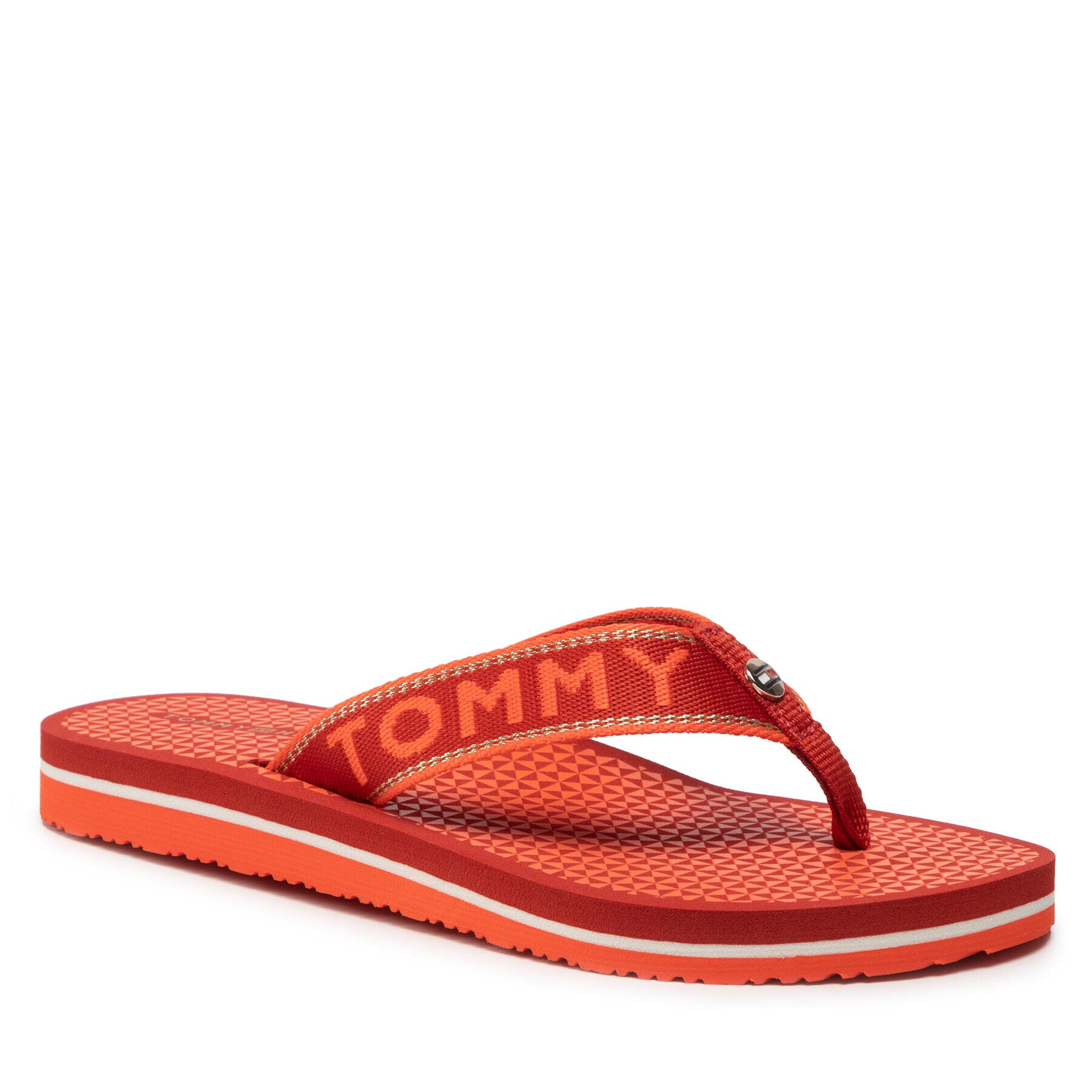 Tommy Hilfiger Flip-flops Shiny Webbing Beach Sandal FW0FW06419 Piros - Pepit.hu