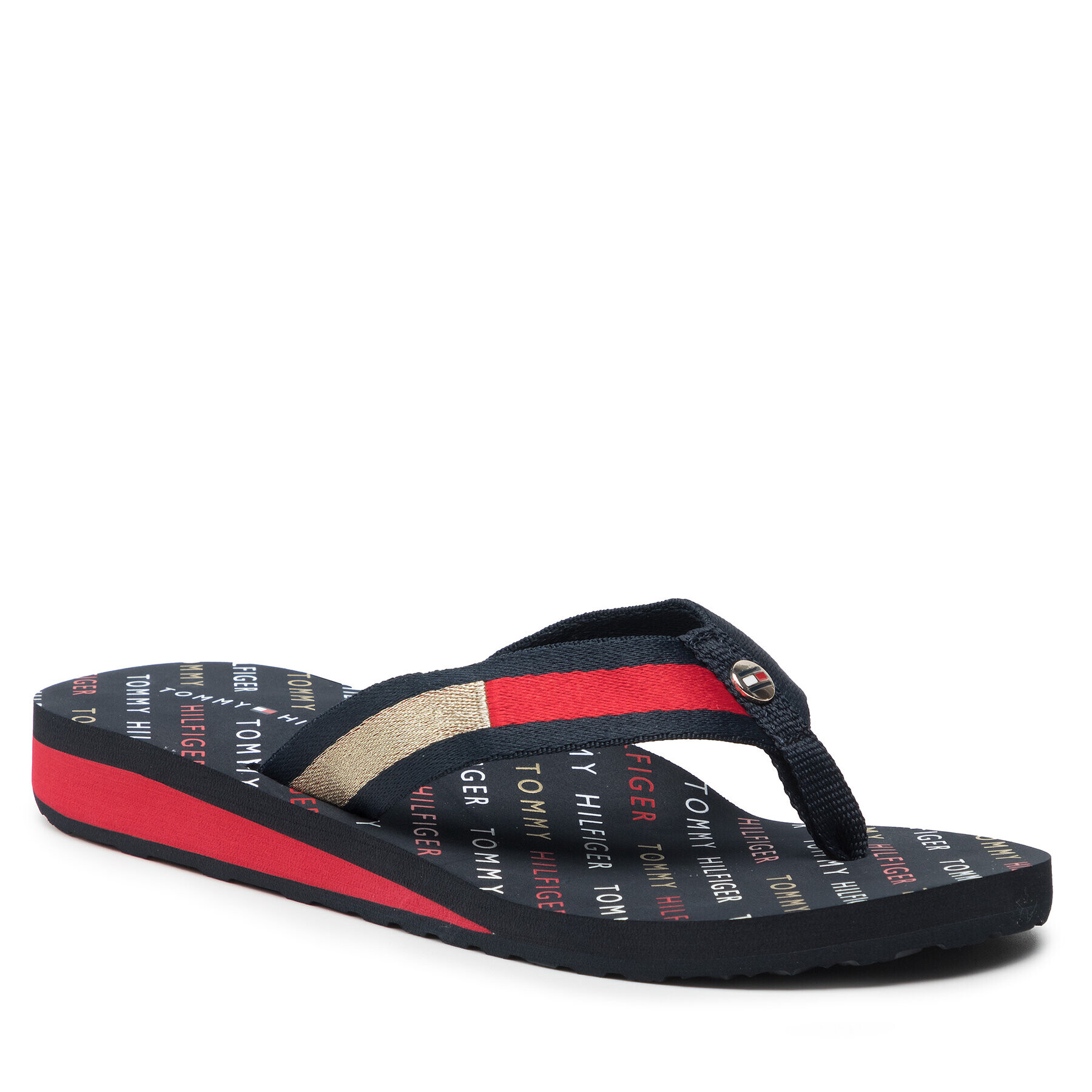 Tommy Hilfiger Flip-flops Th Flag Mid Wedge Beach Sandal Sötétkék - Pepit.hu