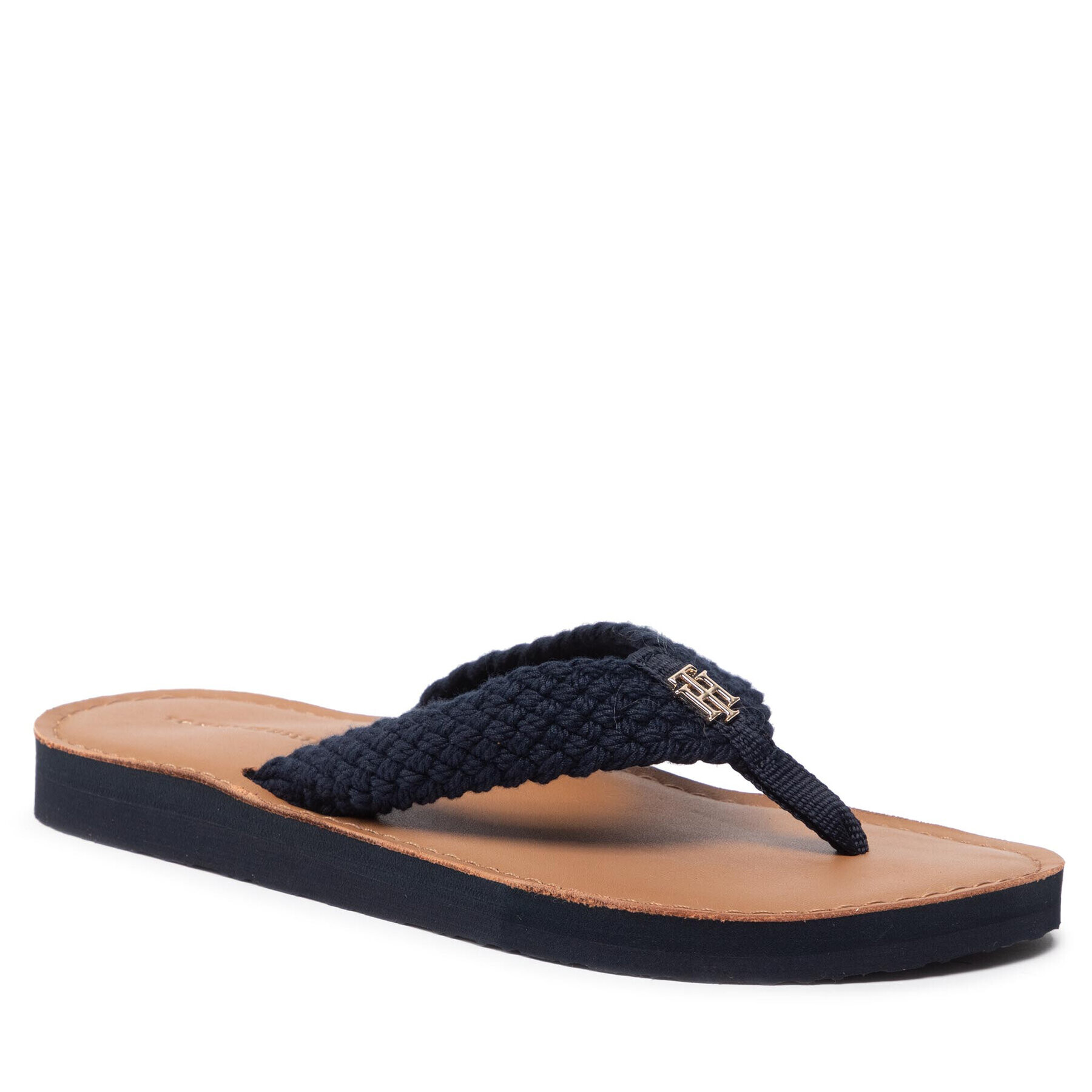 Tommy Hilfiger Flip-flops Th Leather Footbed Beach Sandal FW0FW06335 Sötétkék - Pepit.hu