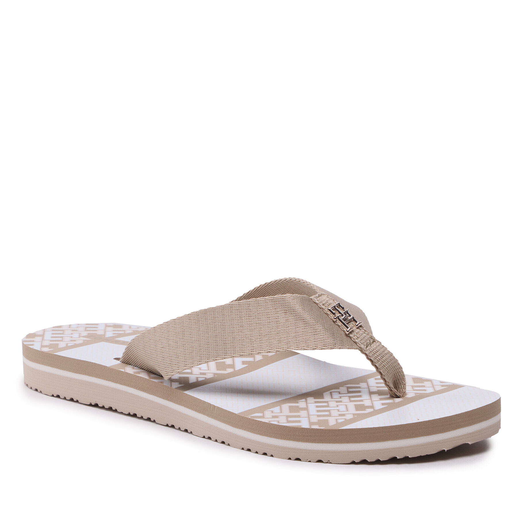 Tommy Hilfiger Flip-flops Th Monogram Essential Sandal FW0FW07162 Bézs - Pepit.hu