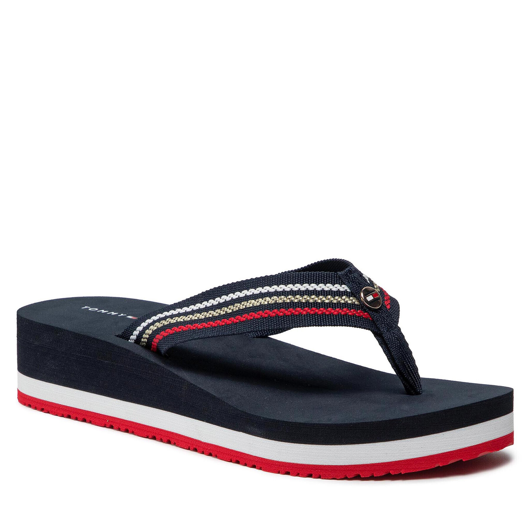 Tommy Hilfiger Flip-flops Th Shiny Stripe Flip Flop FW0FW05822 Sötétkék - Pepit.hu