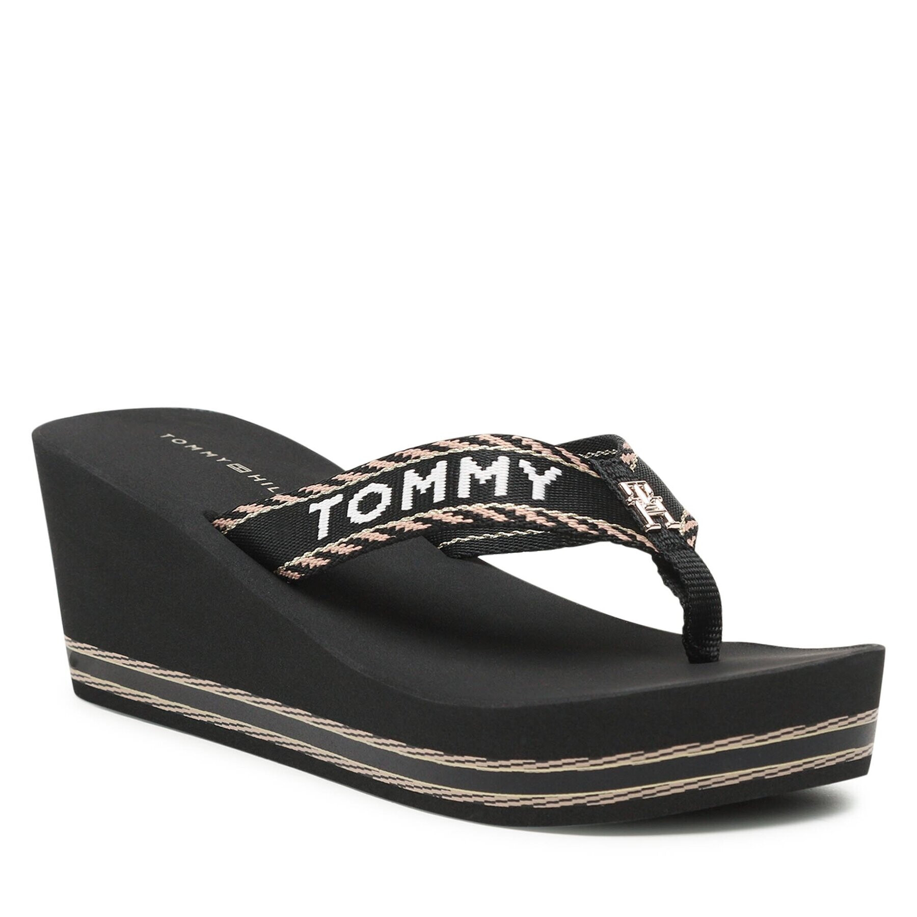 Tommy Hilfiger Flip-flops Webbing H Wedge Sandal FW0FW07149 Fekete - Pepit.hu