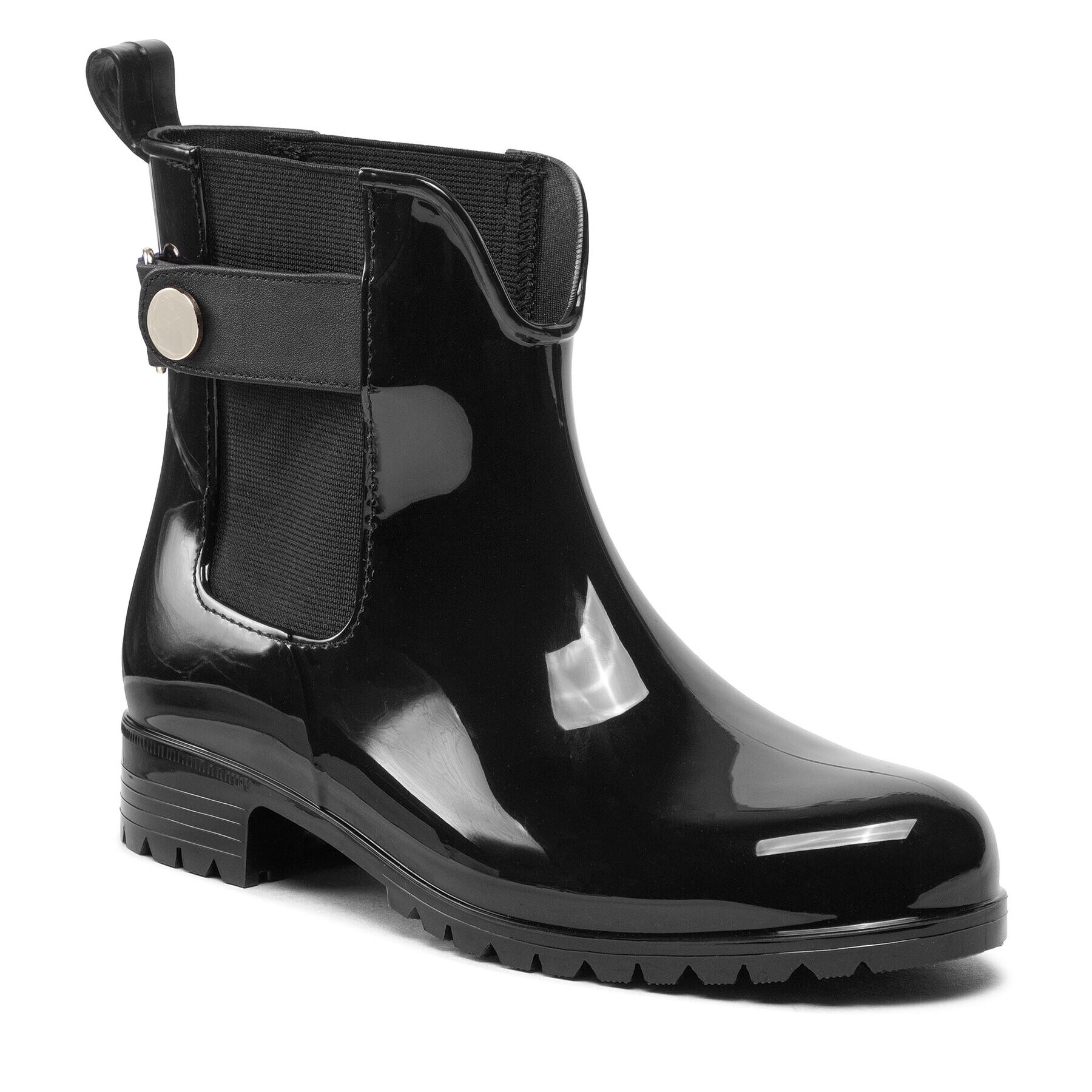 Tommy Hilfiger Gumicsizma Ankle Rainboot With Metal Detail FW0FW06777 Fekete - Pepit.hu