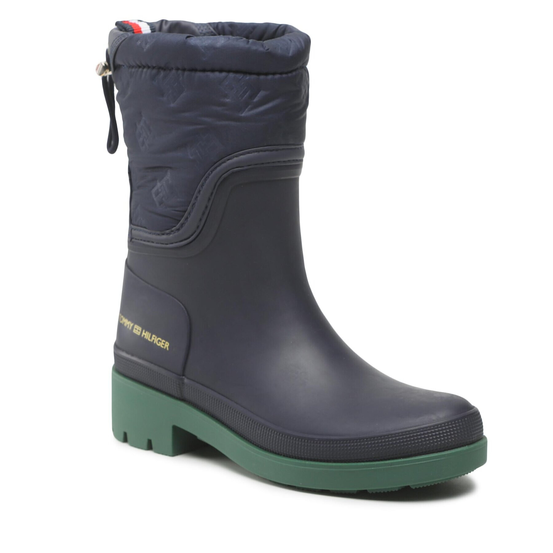 Tommy Hilfiger Gumicsizma Ankle Rainboot With Monogram FW0FW06848 Sötétkék - Pepit.hu