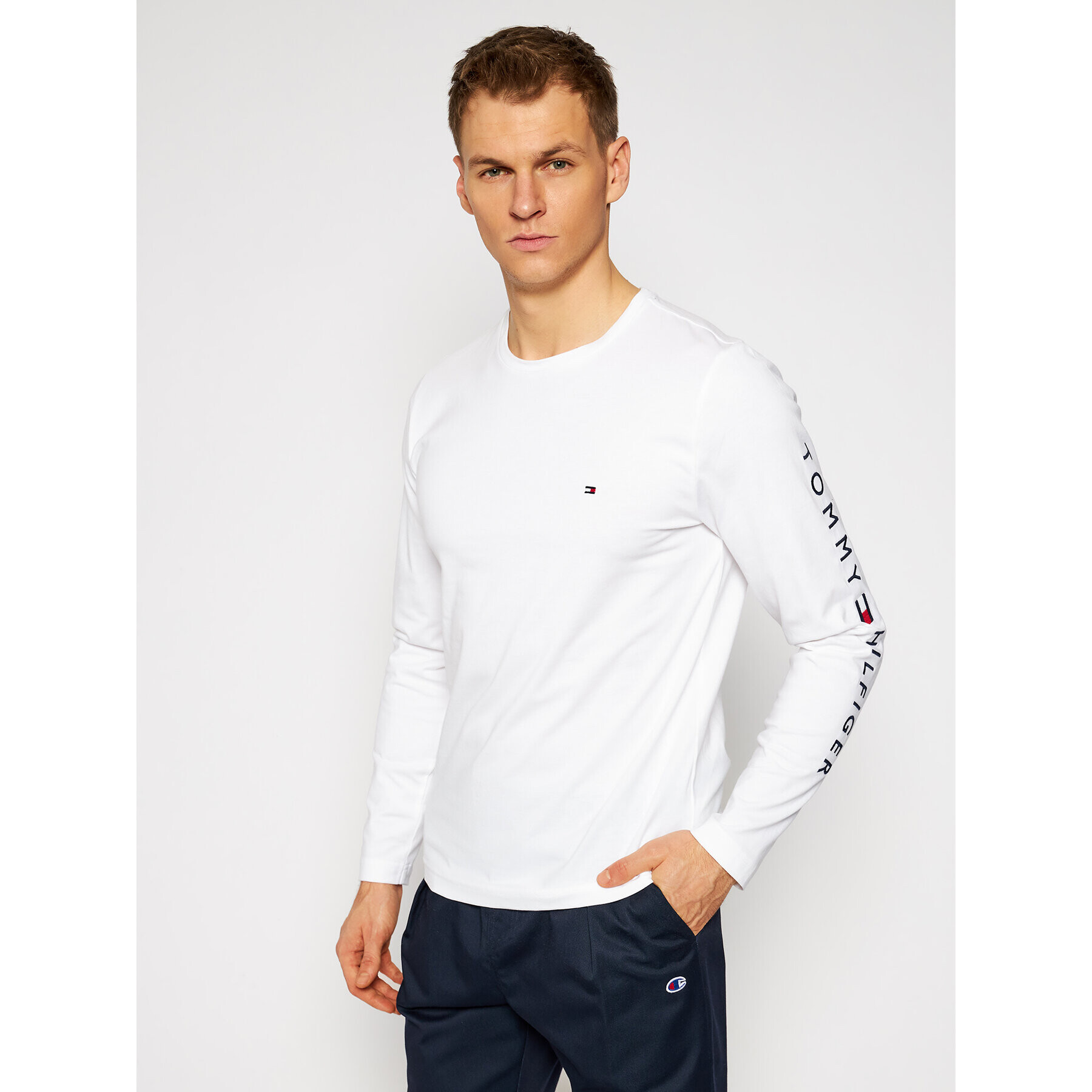 Tommy Hilfiger Hosszú ujjú Logo MW0MW09096 Fehér Regular Fit - Pepit.hu