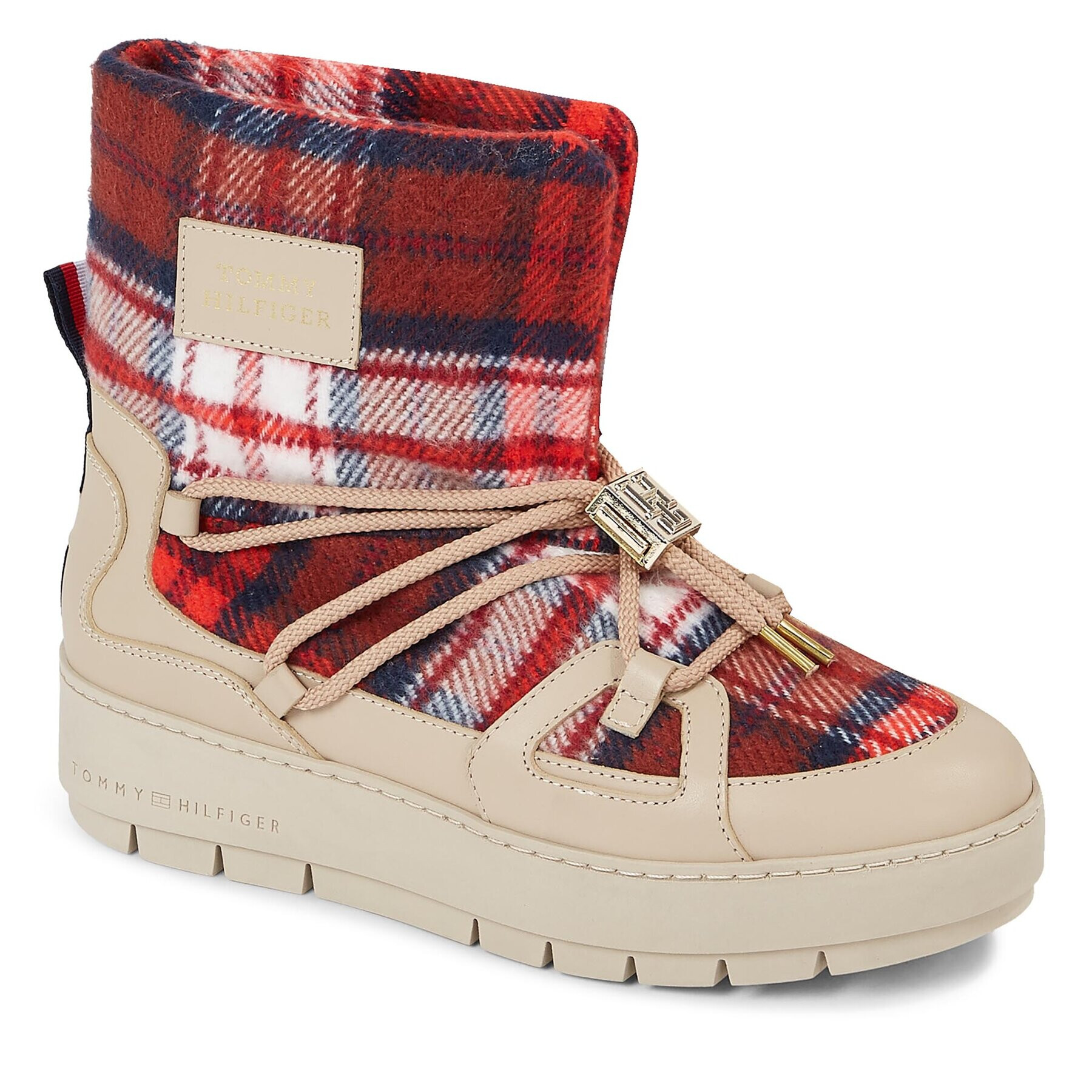 Tommy Hilfiger Hótaposó Tartan Snowboot FW0FW07612 Bézs - Pepit.hu