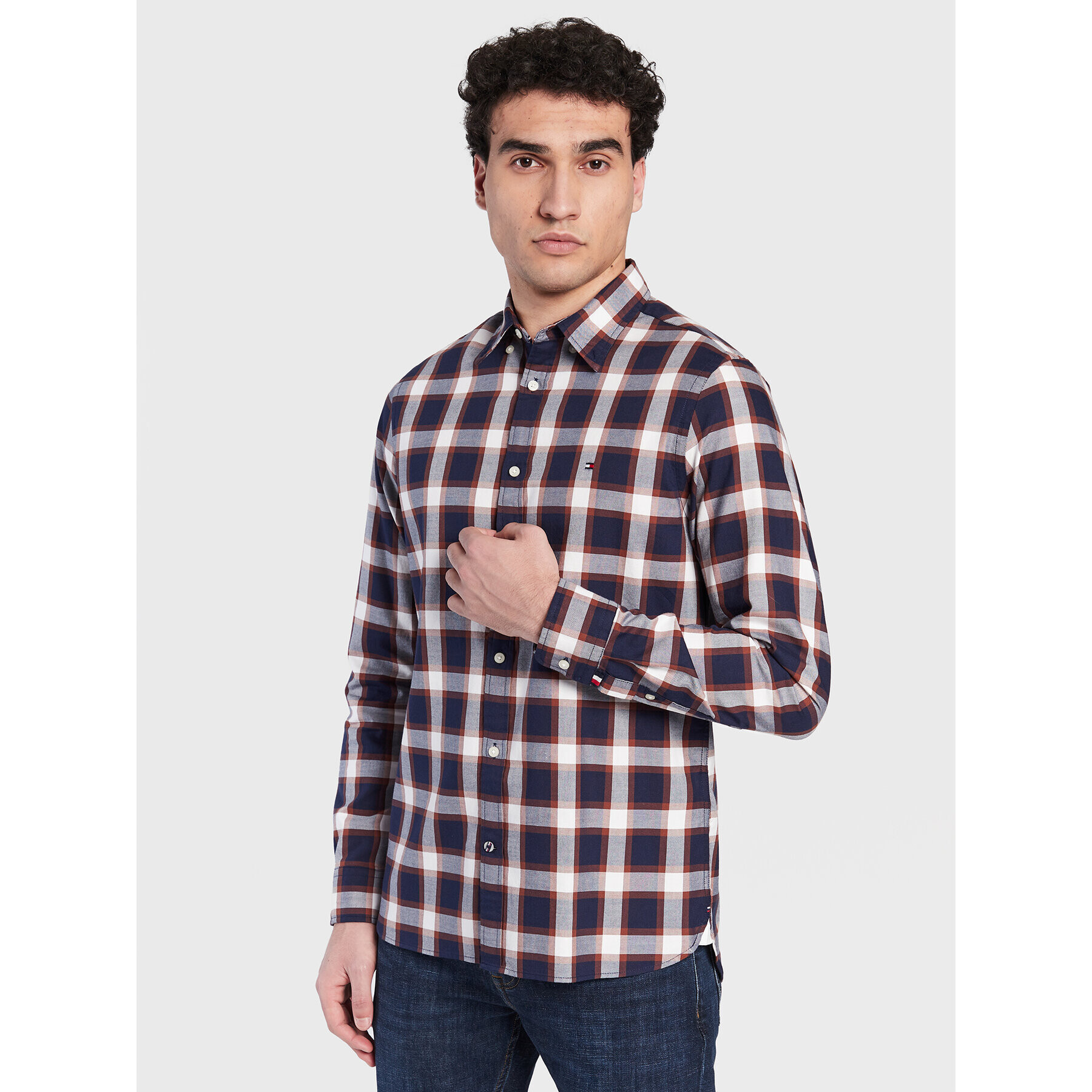 Tommy Hilfiger Ing Block Tartan MW0MW29188 Sötétkék Slim Fit - Pepit.hu