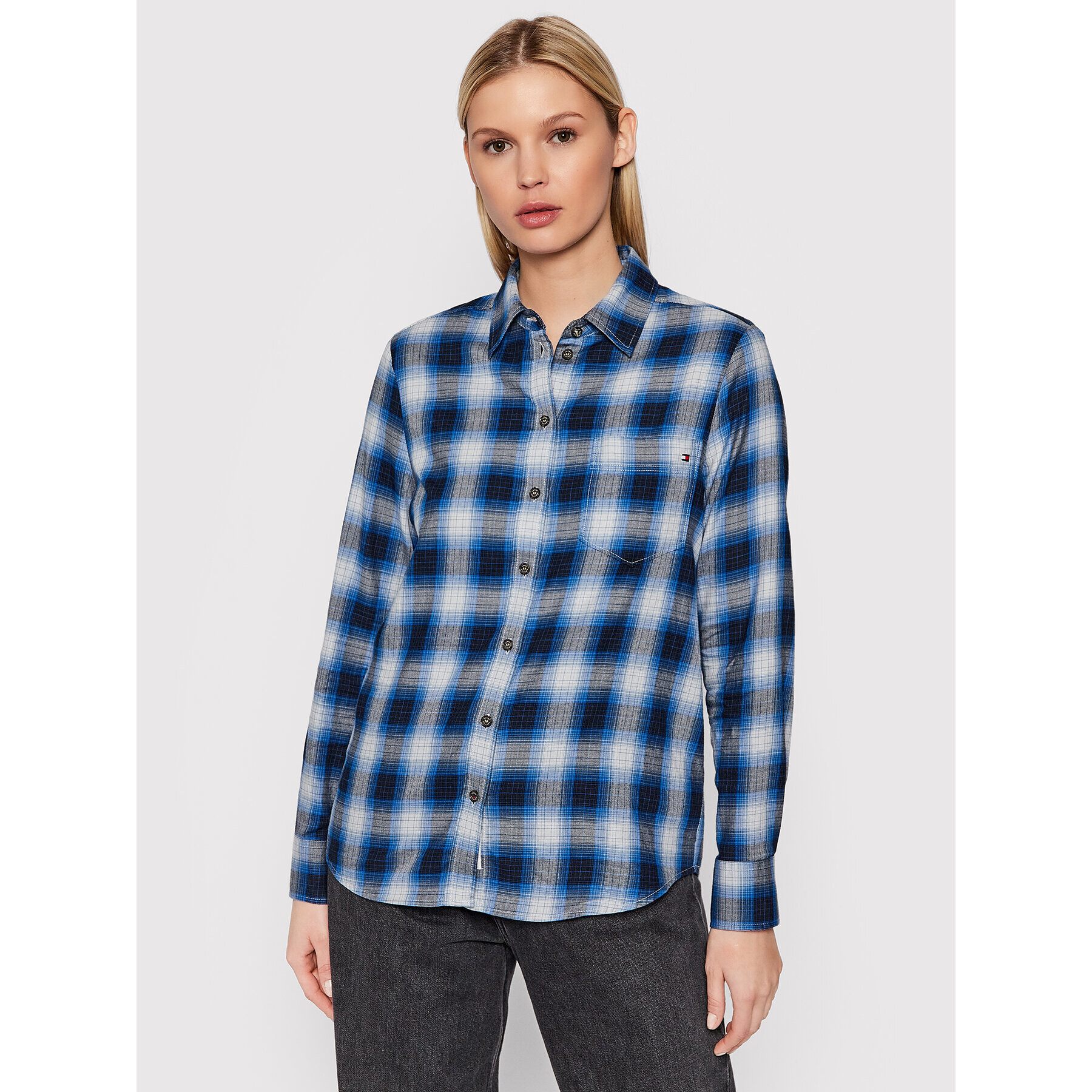 Tommy Hilfiger Ing Check Flannel WW0WW31395 Sötétkék Relaxed Fit - Pepit.hu