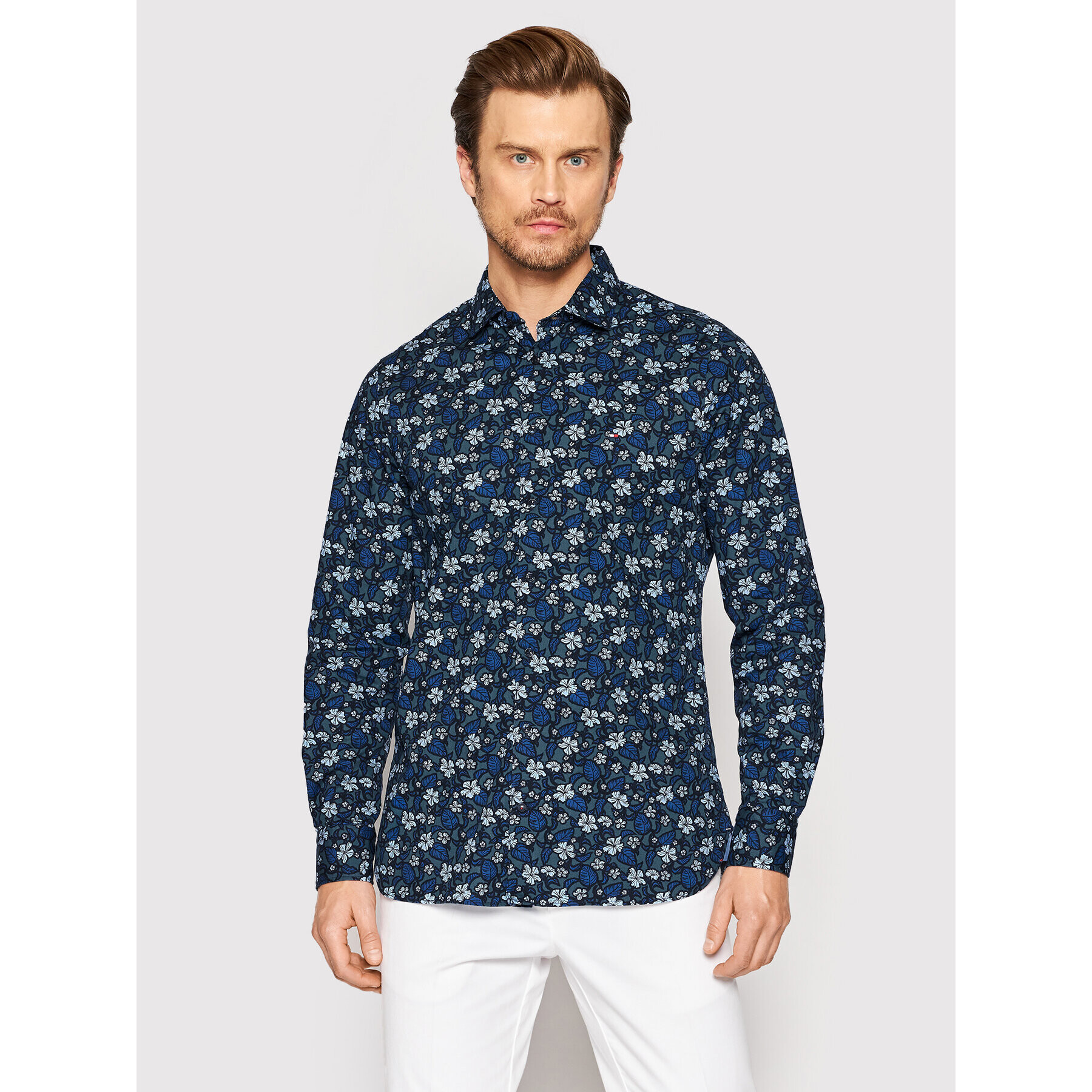 Tommy Hilfiger Ing Floral Print MW0MW23296 Sötétkék Slim Fit - Pepit.hu