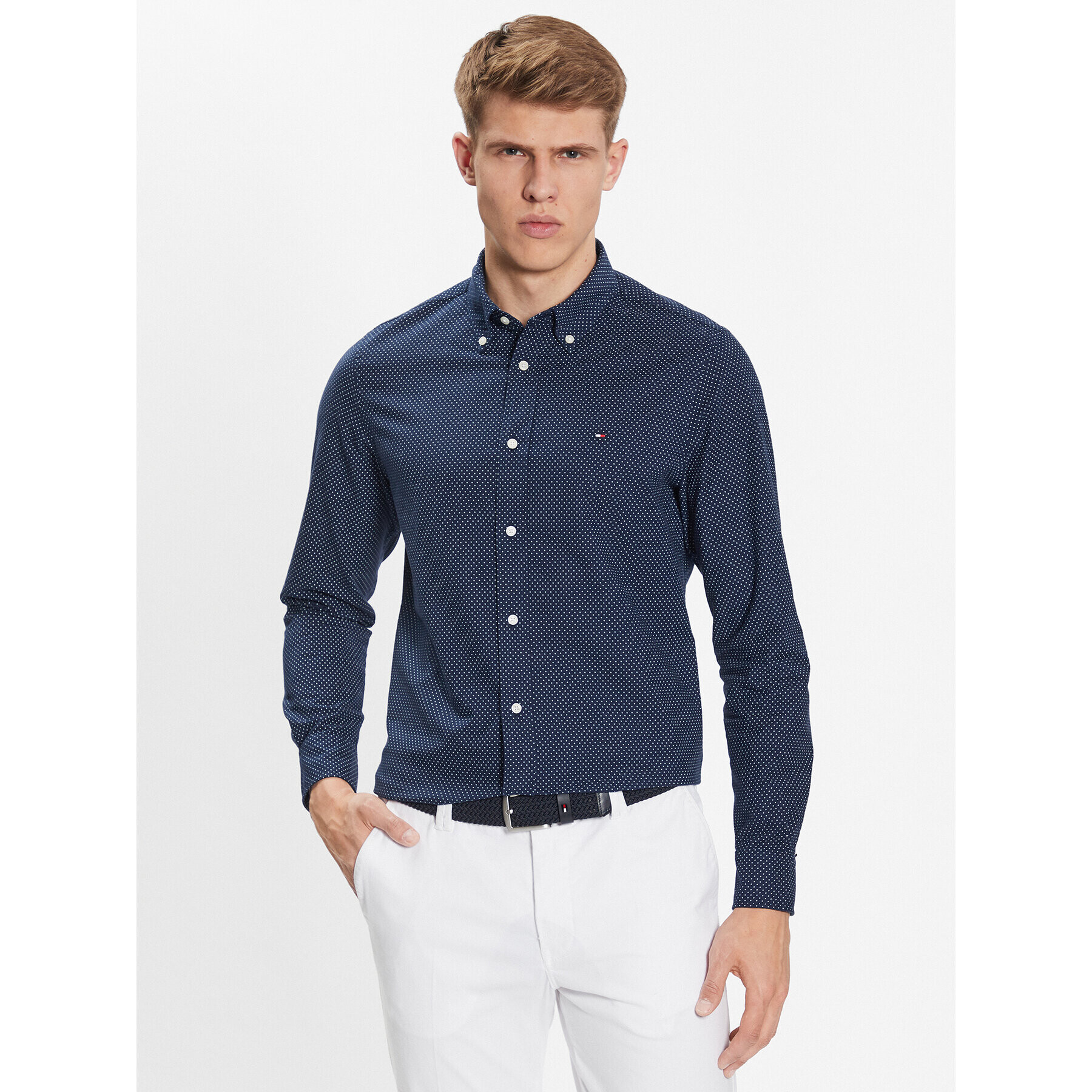 Tommy Hilfiger Ing Micro Dot Print MW0MW31777 Sötétkék Slim Fit - Pepit.hu