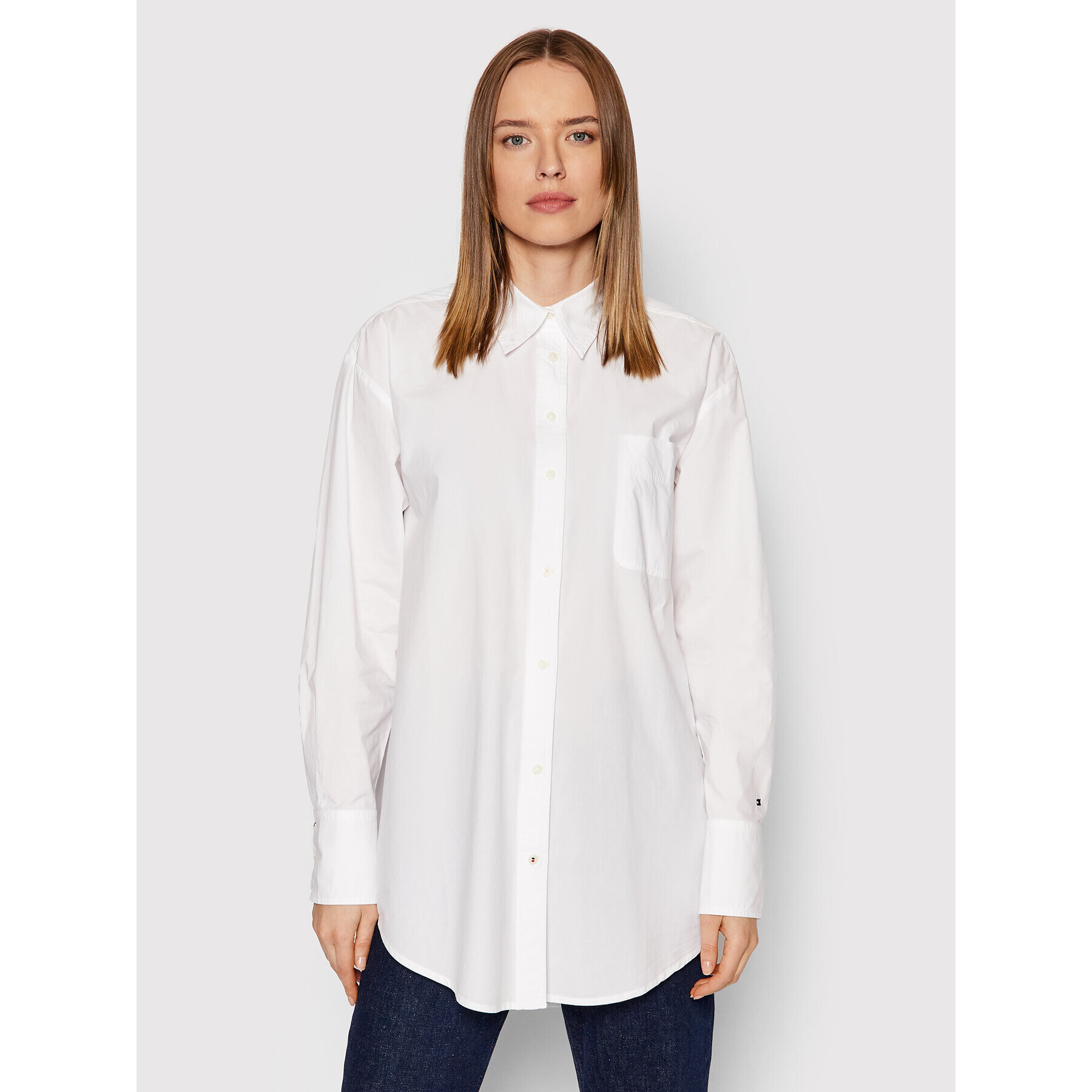 Tommy Hilfiger Ing Poplin Boyfriend WW0WW32993 Fehér Relaxed Fit - Pepit.hu