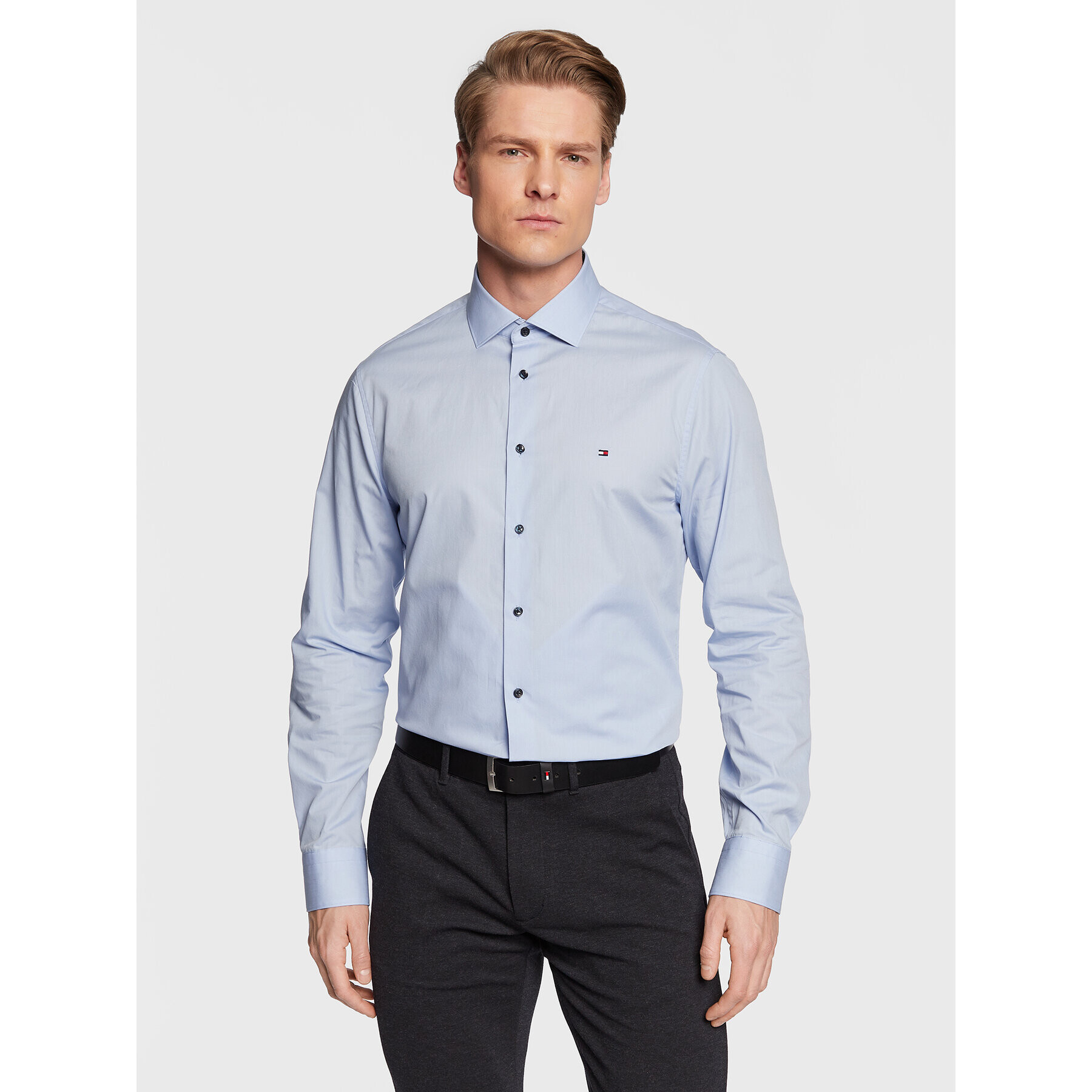 Tommy Hilfiger Ing Solid Poplin MW0MW29136 Kék Slim Fit - Pepit.hu