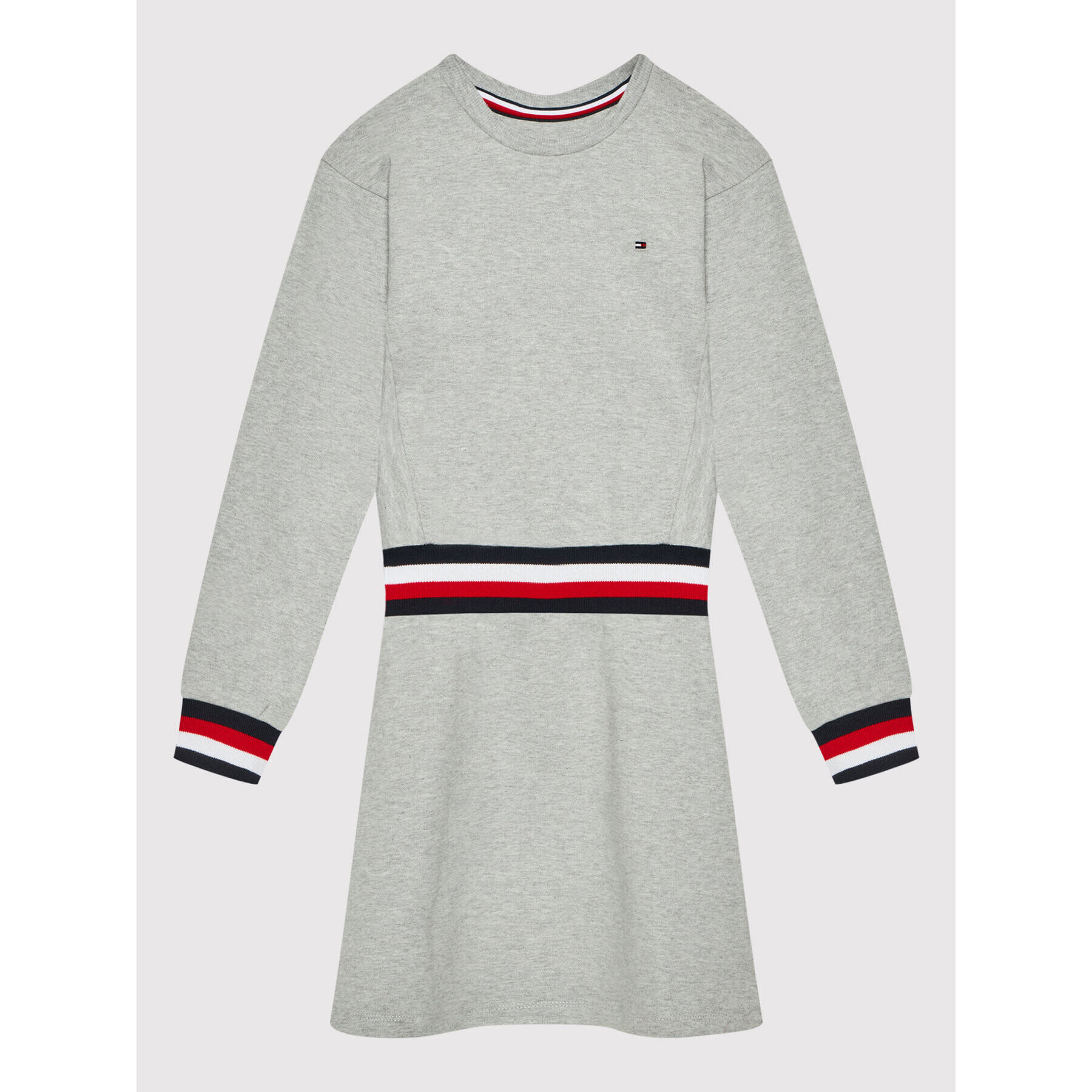 Tommy Hilfiger Kötött ruha Global Stripe KG0KG06215 D Szürke Regular Fit - Pepit.hu