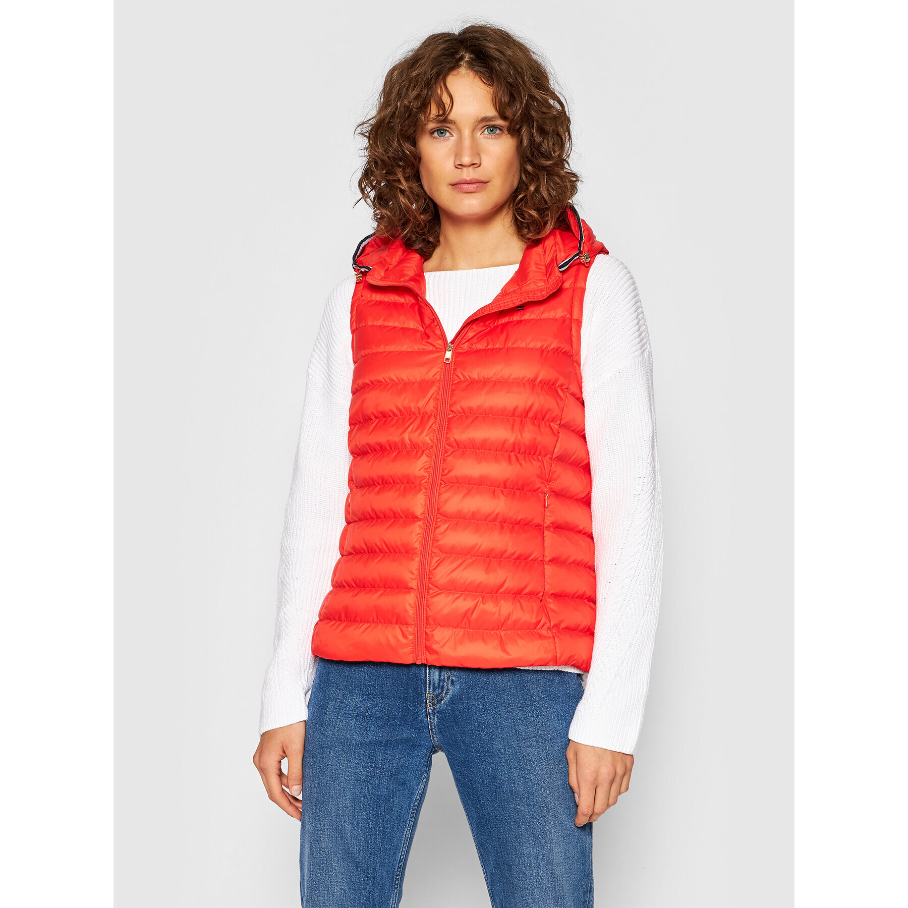 Tommy Hilfiger Mellény Th Ess Lw Down Vest WW0WW30841 Piros Regular Fit - Pepit.hu