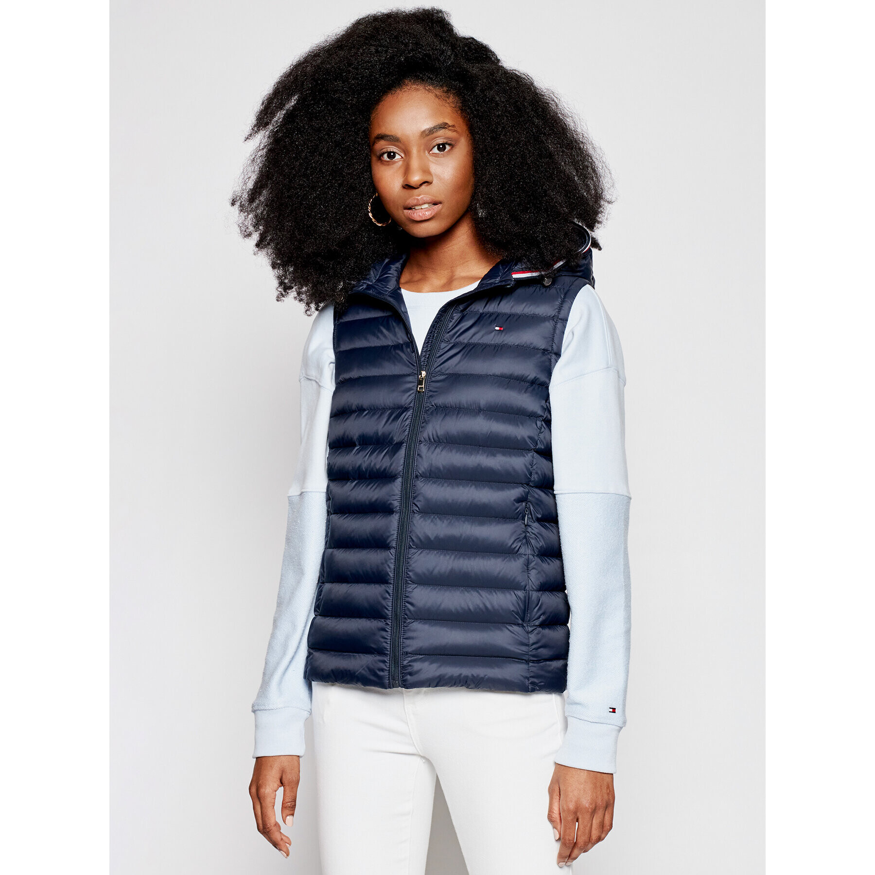 Tommy Hilfiger Mellény Th Ess Lw Down Vest WW0WW30841 Sötétkék Regular Fit - Pepit.hu