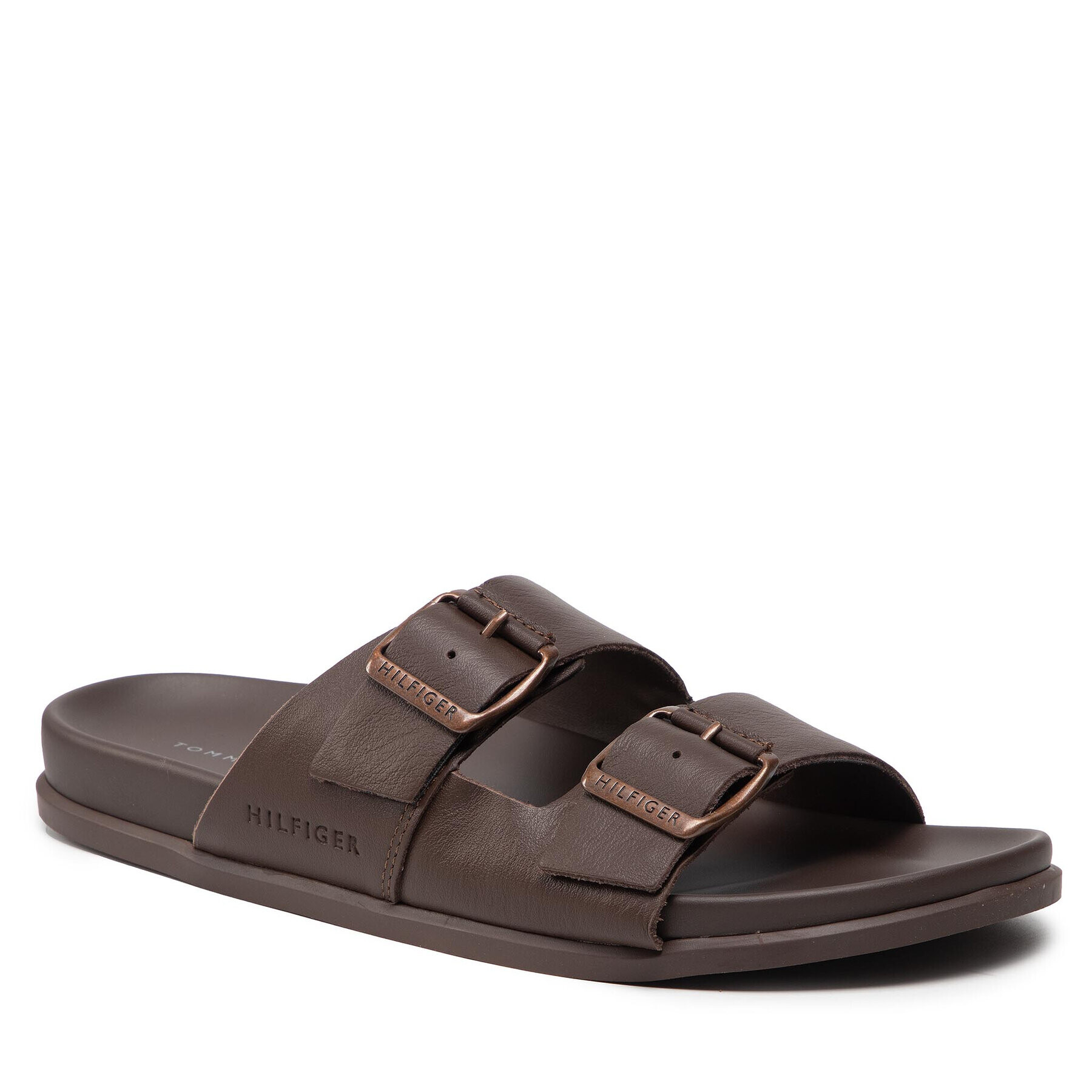 Tommy Hilfiger Papucs Elevated Leather Buckle Sandal FM0FM04085 Barna - Pepit.hu