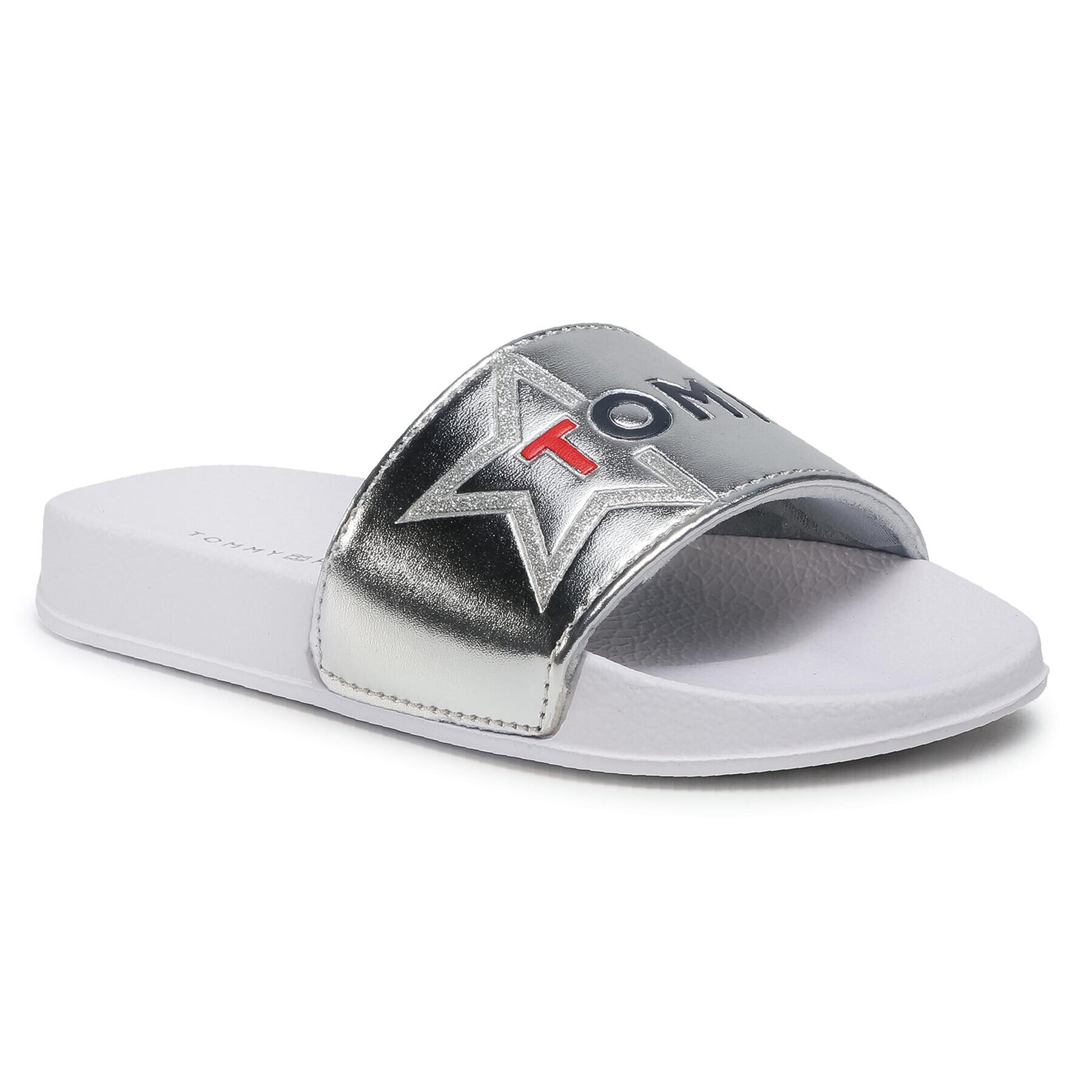 Tommy Hilfiger Papucs Logo Print Pool Slide T3A0-30890-0742 M Ezüst - Pepit.hu