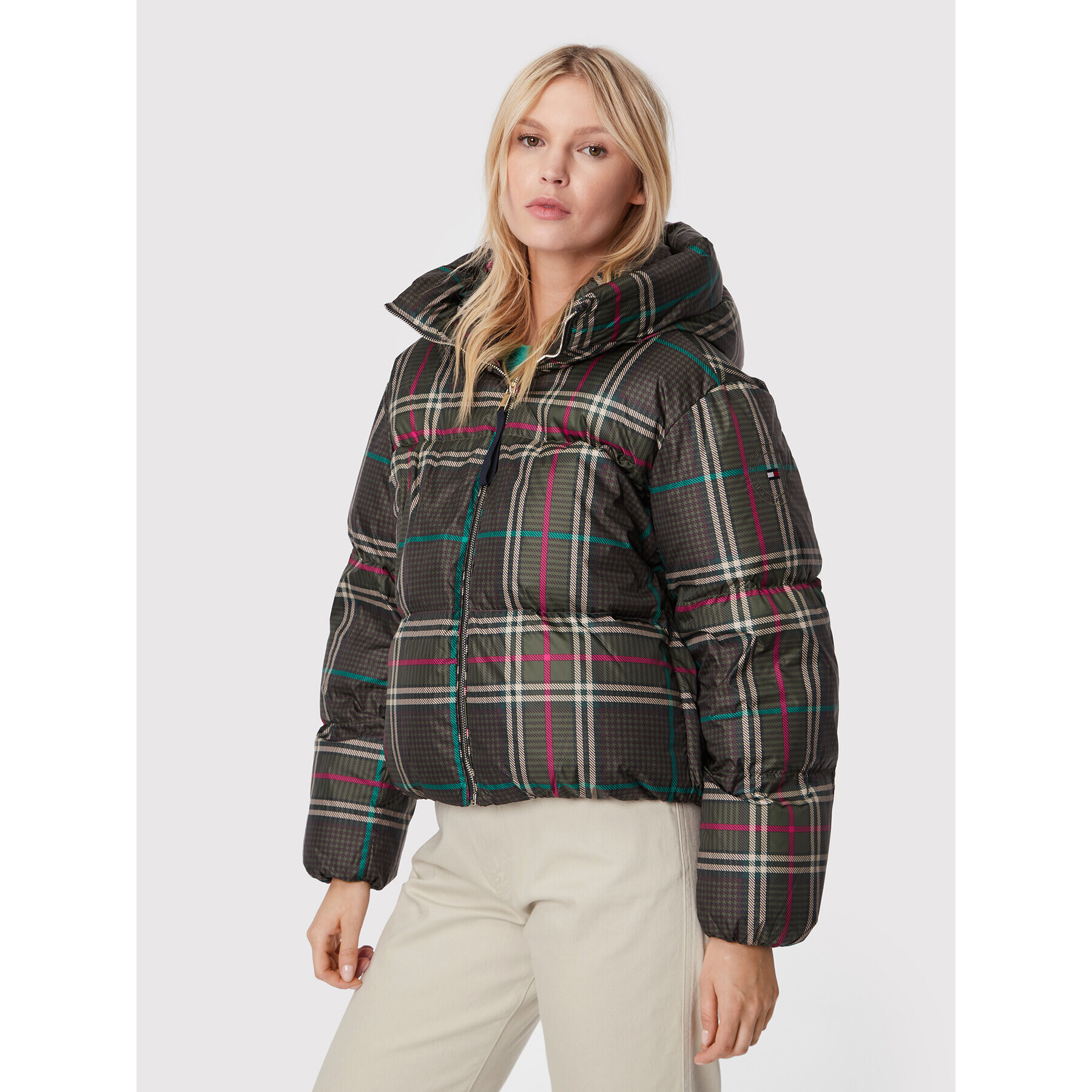 Tommy Hilfiger Pehelykabát Check WW0WW36669 Színes Relaxed Fit - Pepit.hu