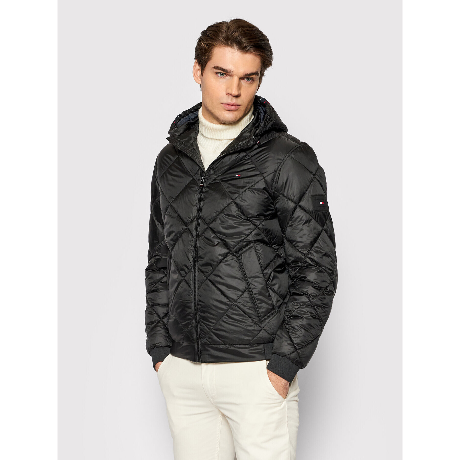 Tommy Hilfiger Pehelykabát Diamond Quilted MW0MW19617 Fekete Regular Fit - Pepit.hu