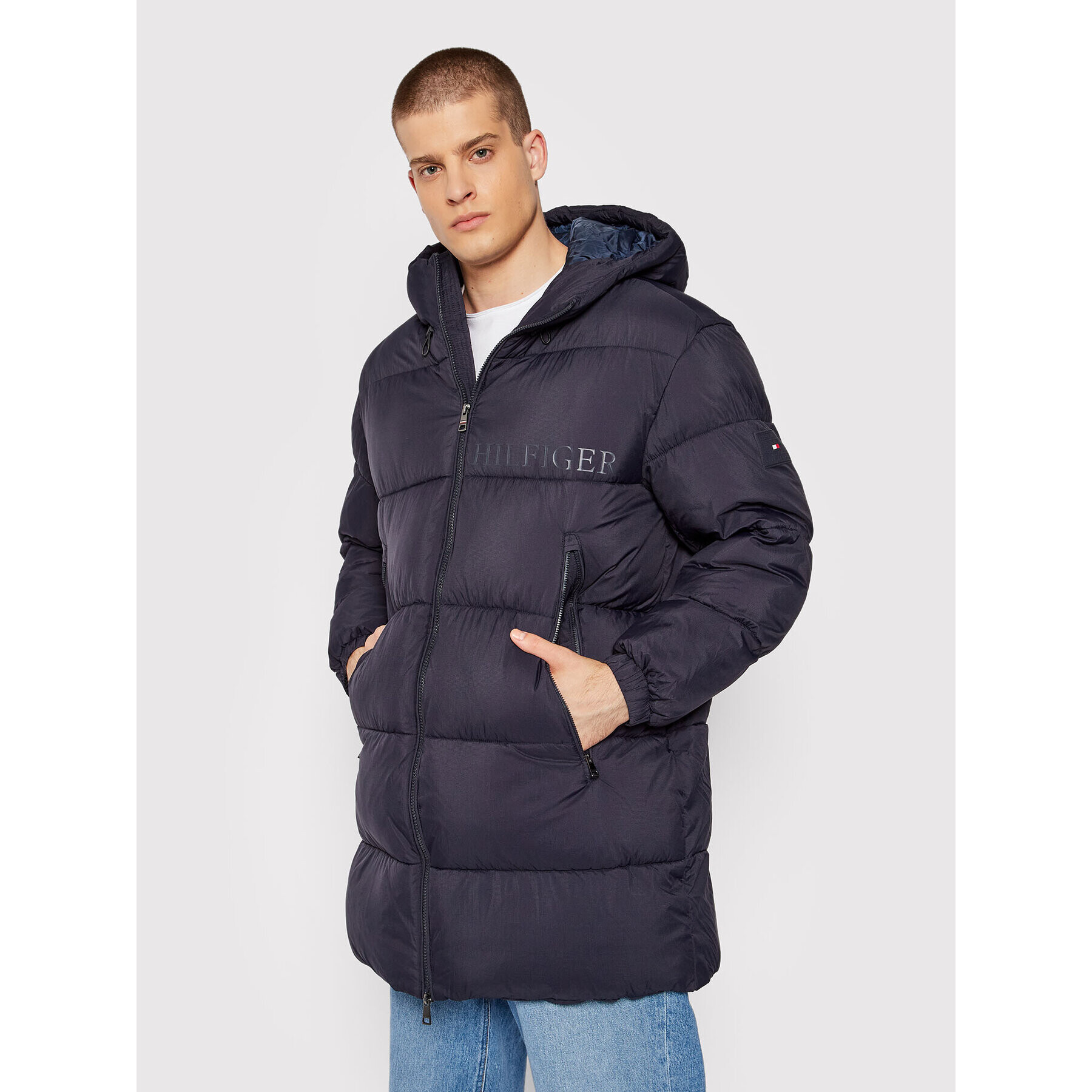 Tommy Hilfiger Pehelykabát High Loft MW0MW19657 Sötétkék Regular Fit - Pepit.hu