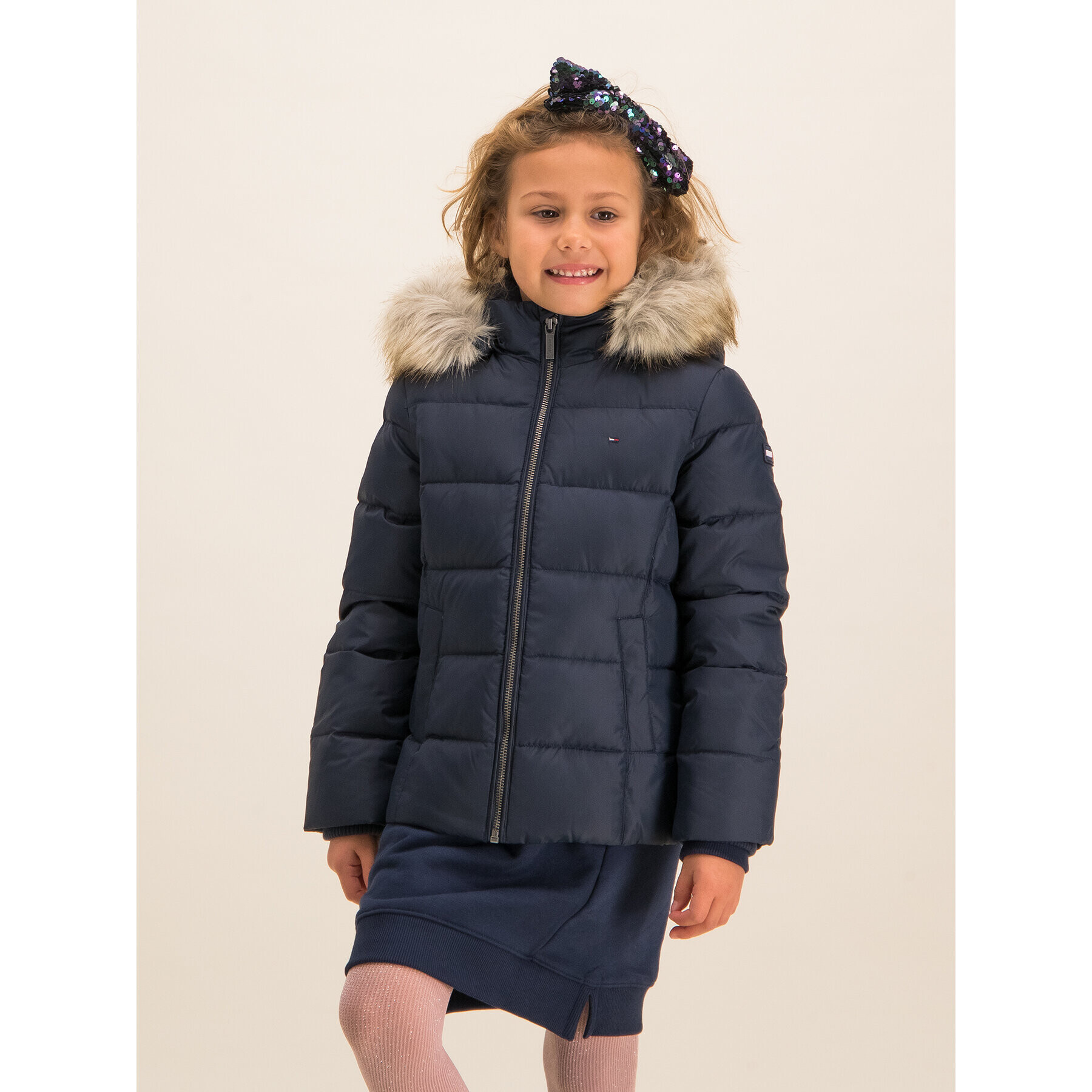 Tommy Hilfiger Pehelykabát KG0KG04682 S Sötétkék Regular Fit - Pepit.hu