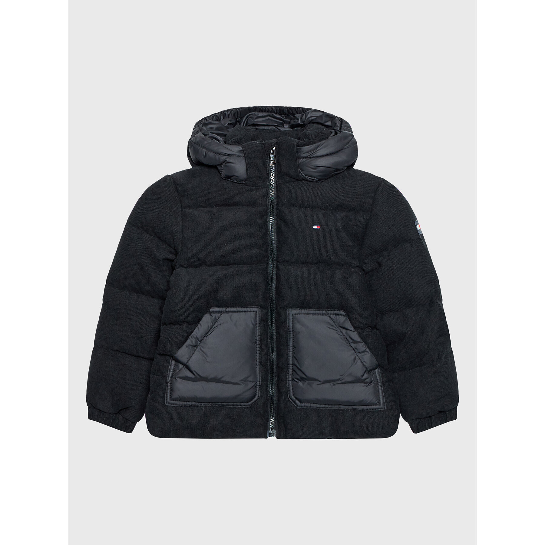 Tommy Hilfiger Pehelykabát Mixed Media KB0KB07815 M Fekete Regular Fit - Pepit.hu