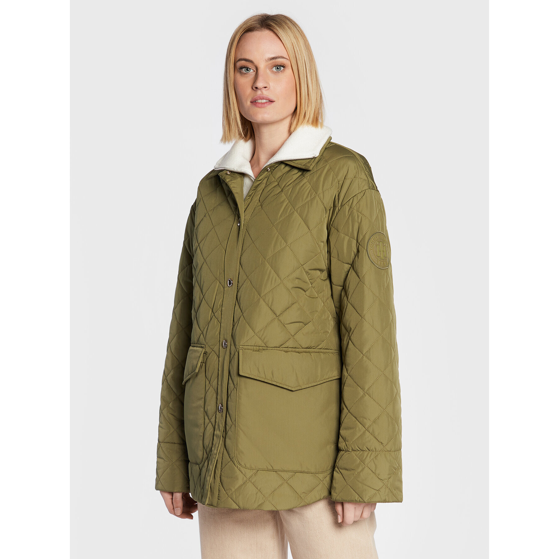 Tommy Hilfiger Pehelykabát Quilted WW0WW35552 Zöld Relaxed Fit - Pepit.hu