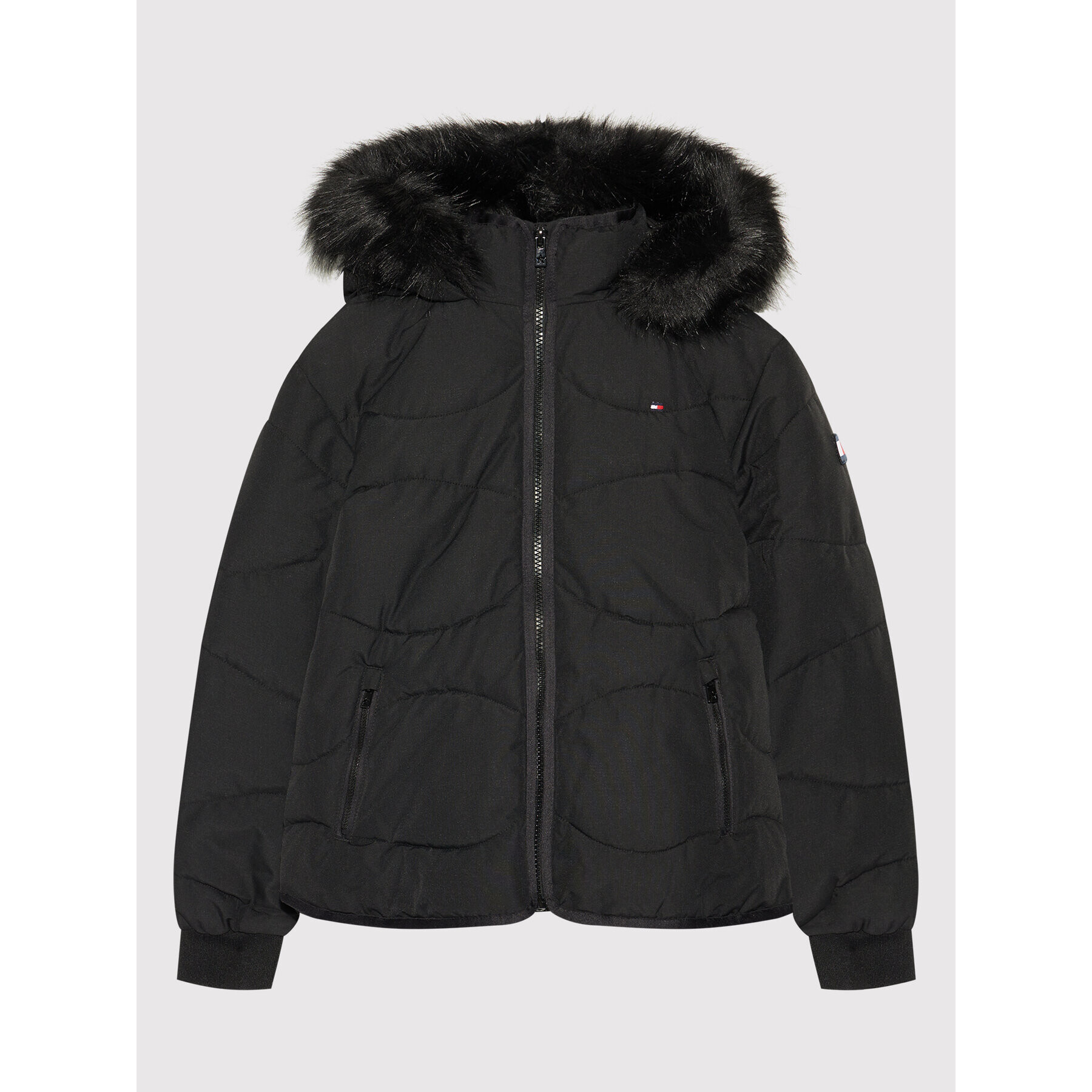 Tommy Hilfiger Pehelykabát Tonal Fur KG0KG05970 D Fekete Regular Fit - Pepit.hu