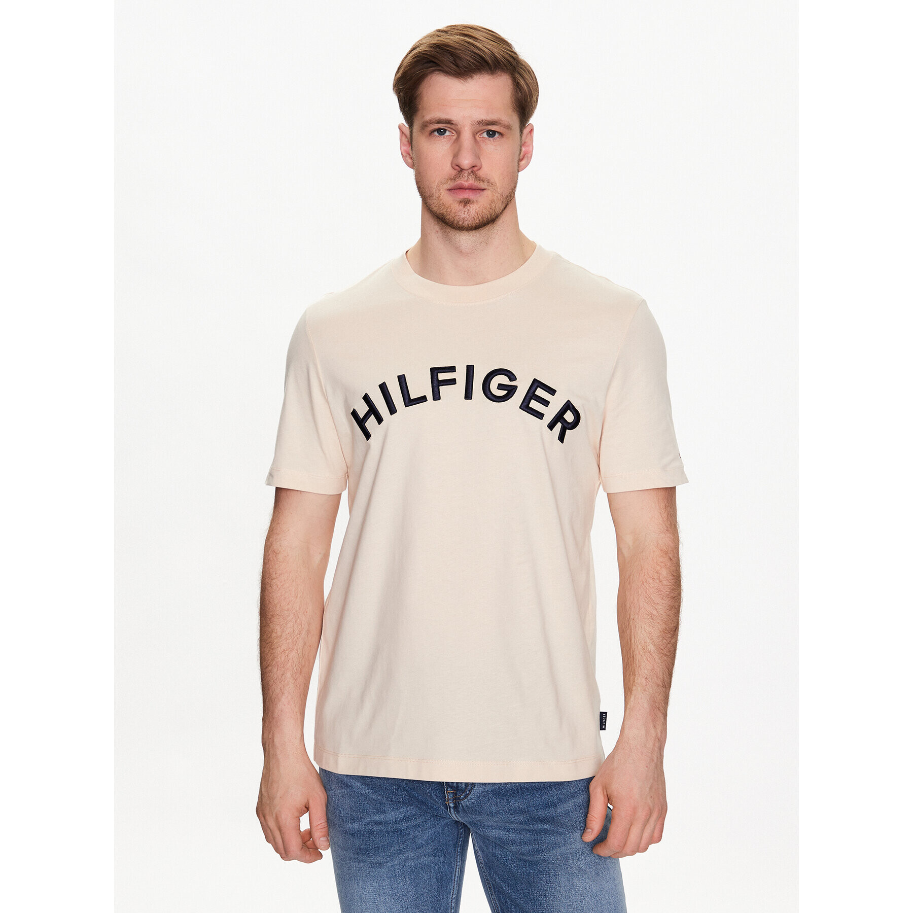 Tommy Hilfiger Póló Arched MW0MW30055 Bézs Regular Fit - Pepit.hu