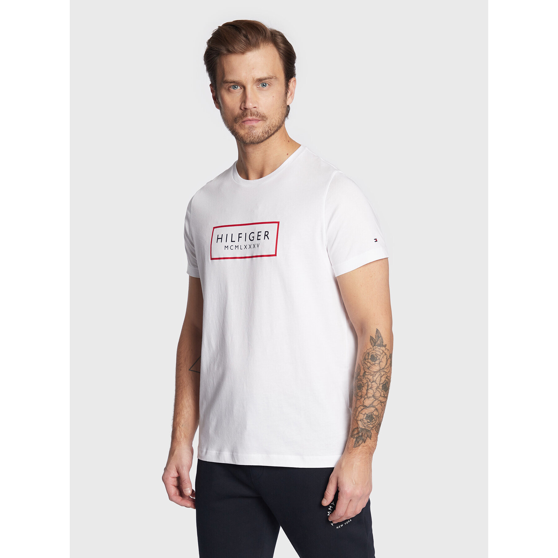 Tommy Hilfiger Póló Box Outline MW0MW28217 Fehér Slim Fit - Pepit.hu