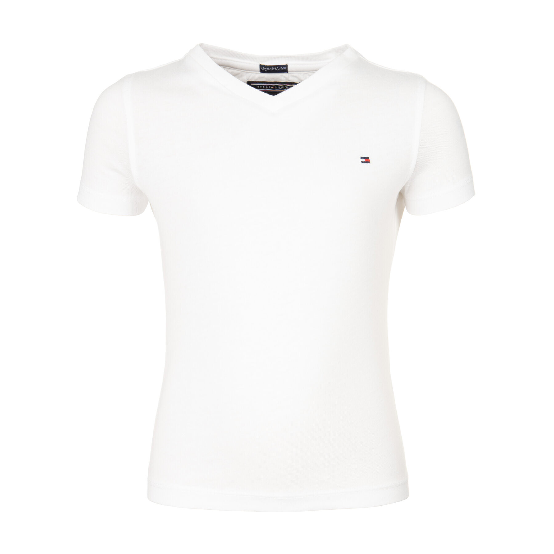 Tommy Hilfiger Póló Boys Basic Vn Knit S/S KB0KB04142 Fehér Regular Fit - Pepit.hu