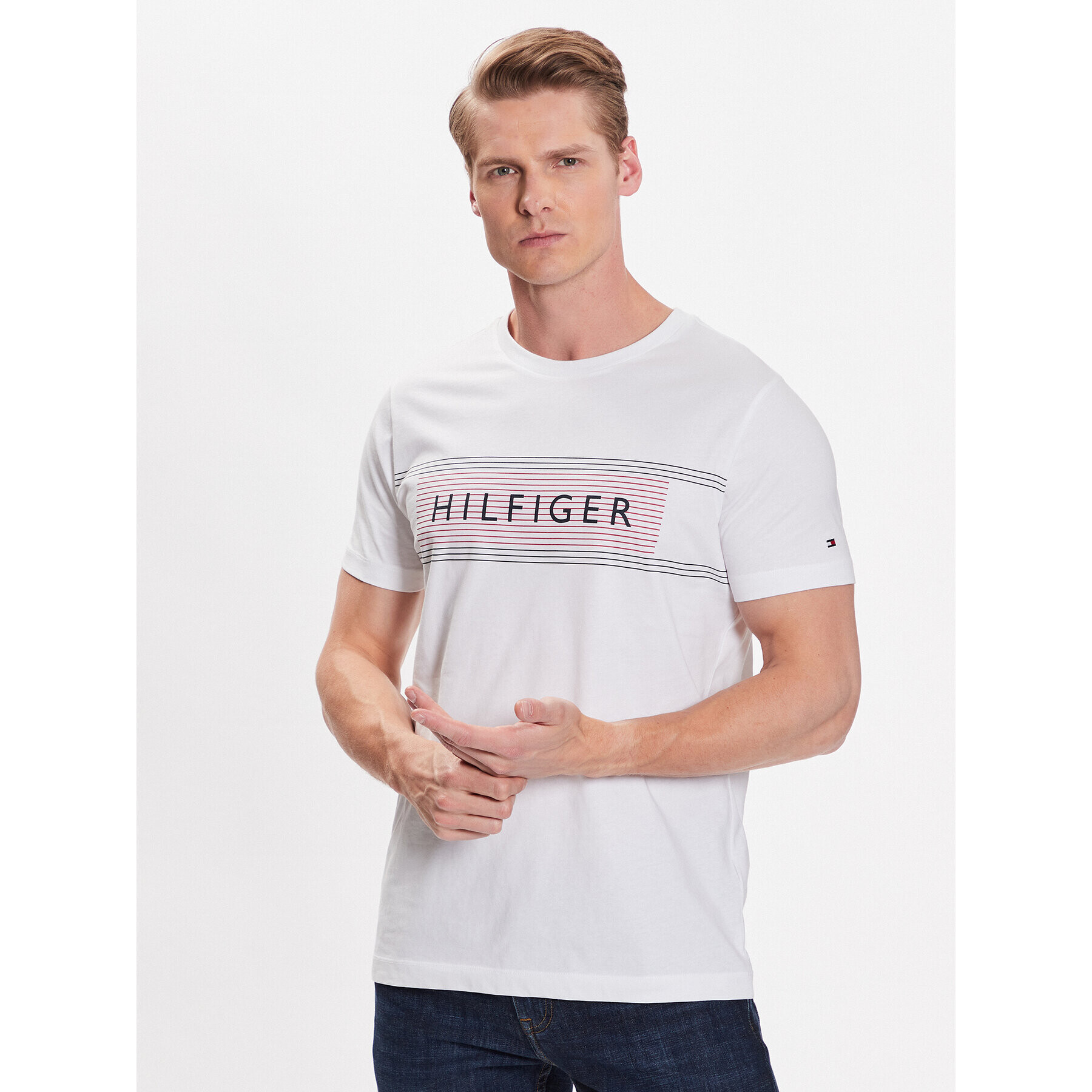 Tommy Hilfiger Póló Brand Love Chest MW0MW30035 Fehér Slim Fit - Pepit.hu