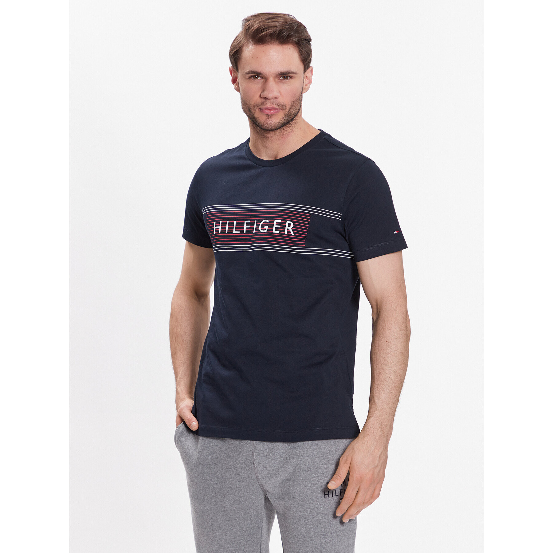 Tommy Hilfiger Póló Brand Love Chest MW0MW30035 Sötétkék Slim Fit - Pepit.hu