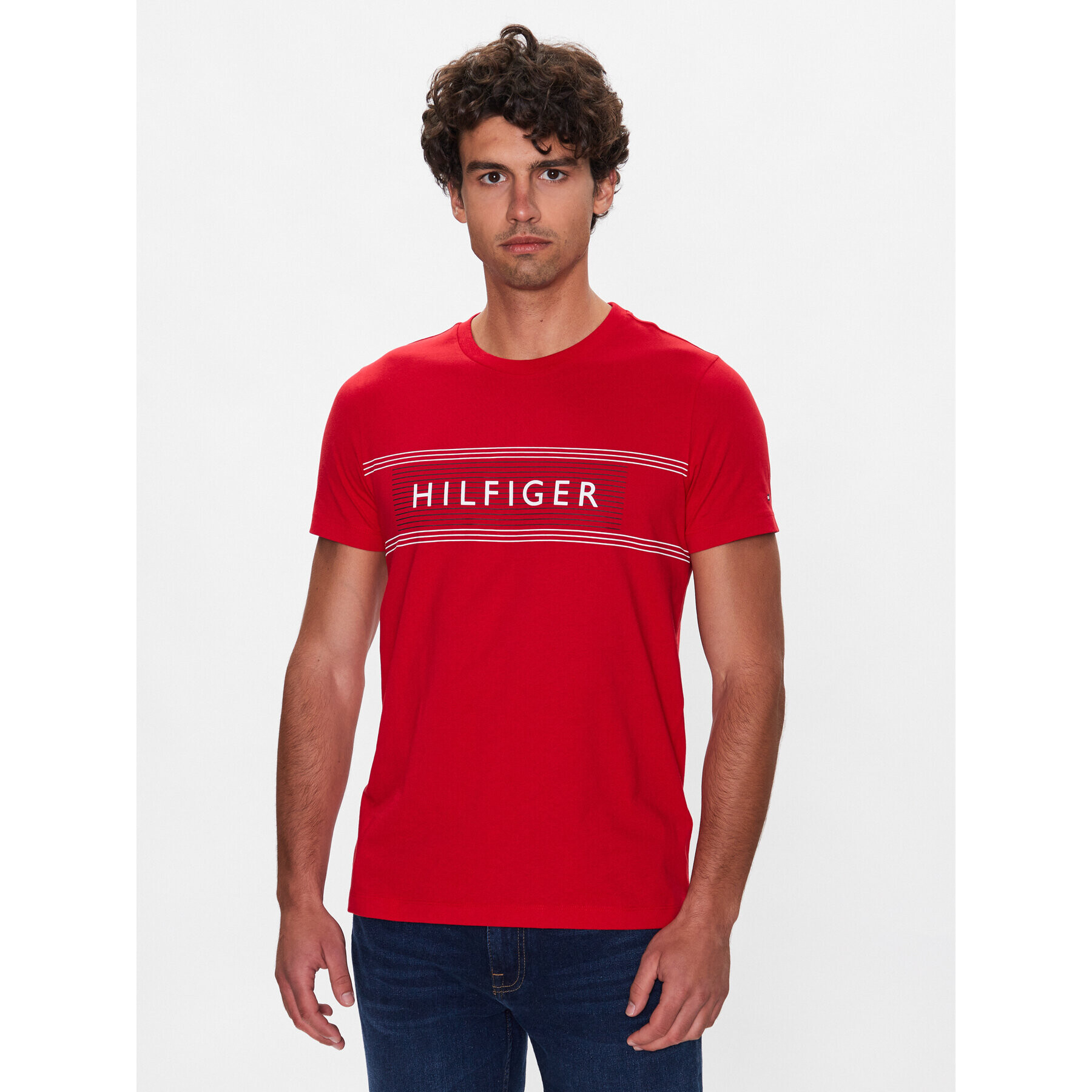 Tommy Hilfiger Póló Brand Love MW0MW30035 Piros Slim Fit - Pepit.hu