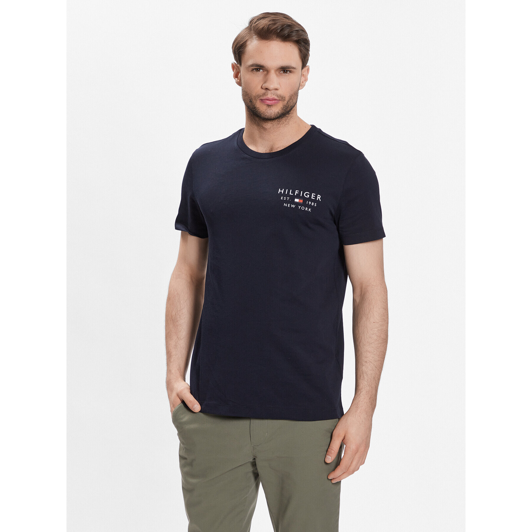 Tommy Hilfiger Póló Brand Love Small Logo MW0MW30033 Sötétkék Slim Fit - Pepit.hu