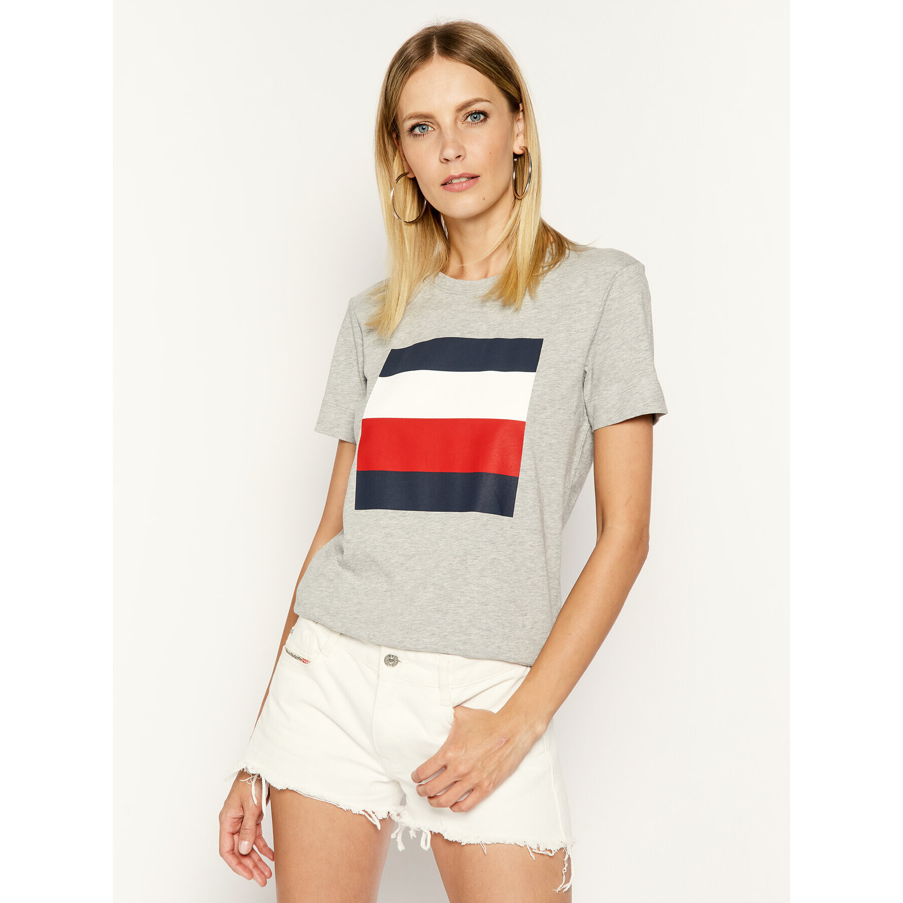 Tommy Hilfiger Póló Cathy WW0WW25179 Szürke Regular Fit - Pepit.hu